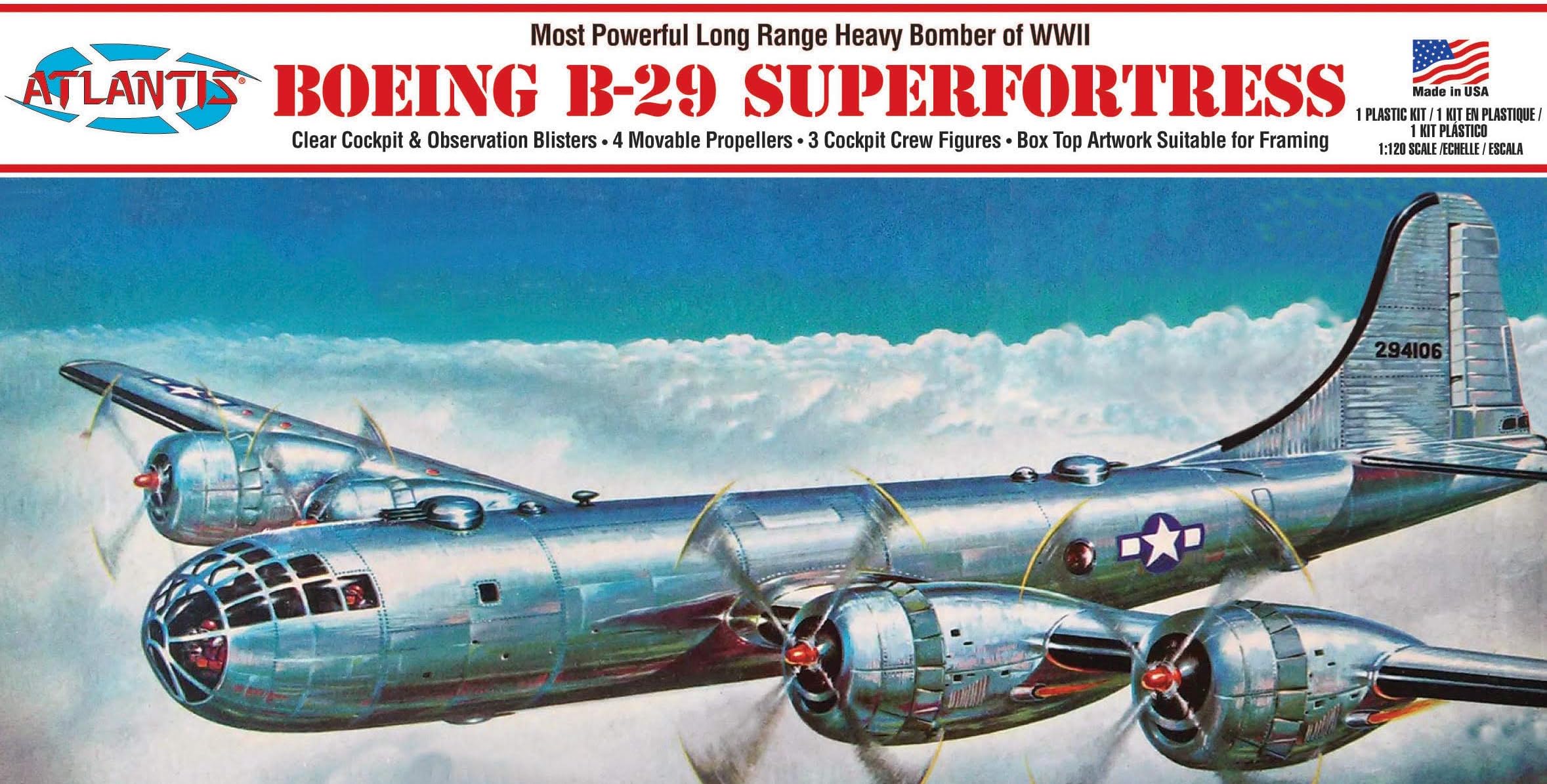 B-29 Superfortress Plastic Model kit Made in The USA Atlantis 1:120 Scale WWII Bomber,H208