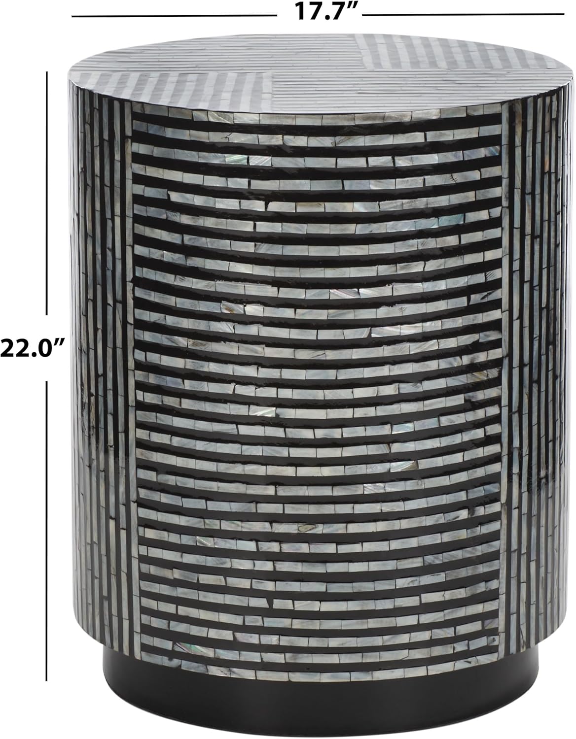 SAFAVIEH Home Collection Harlon Black Faux Mother of Pearl Accent Table Round Stool (Fully Assembled)