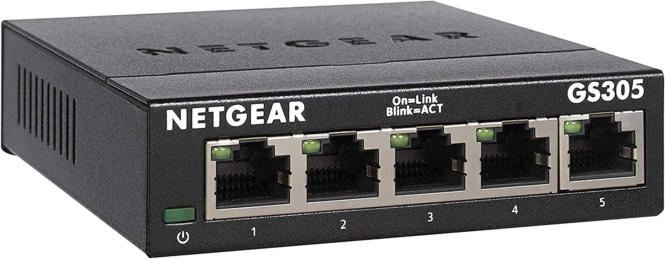 NETGEAR GS305, 5 Port Gigabit Ethernet Network Switch, Ethernet Splitter, Hub, Desktop, Sturdy Metal, Fanless, Plug and Play