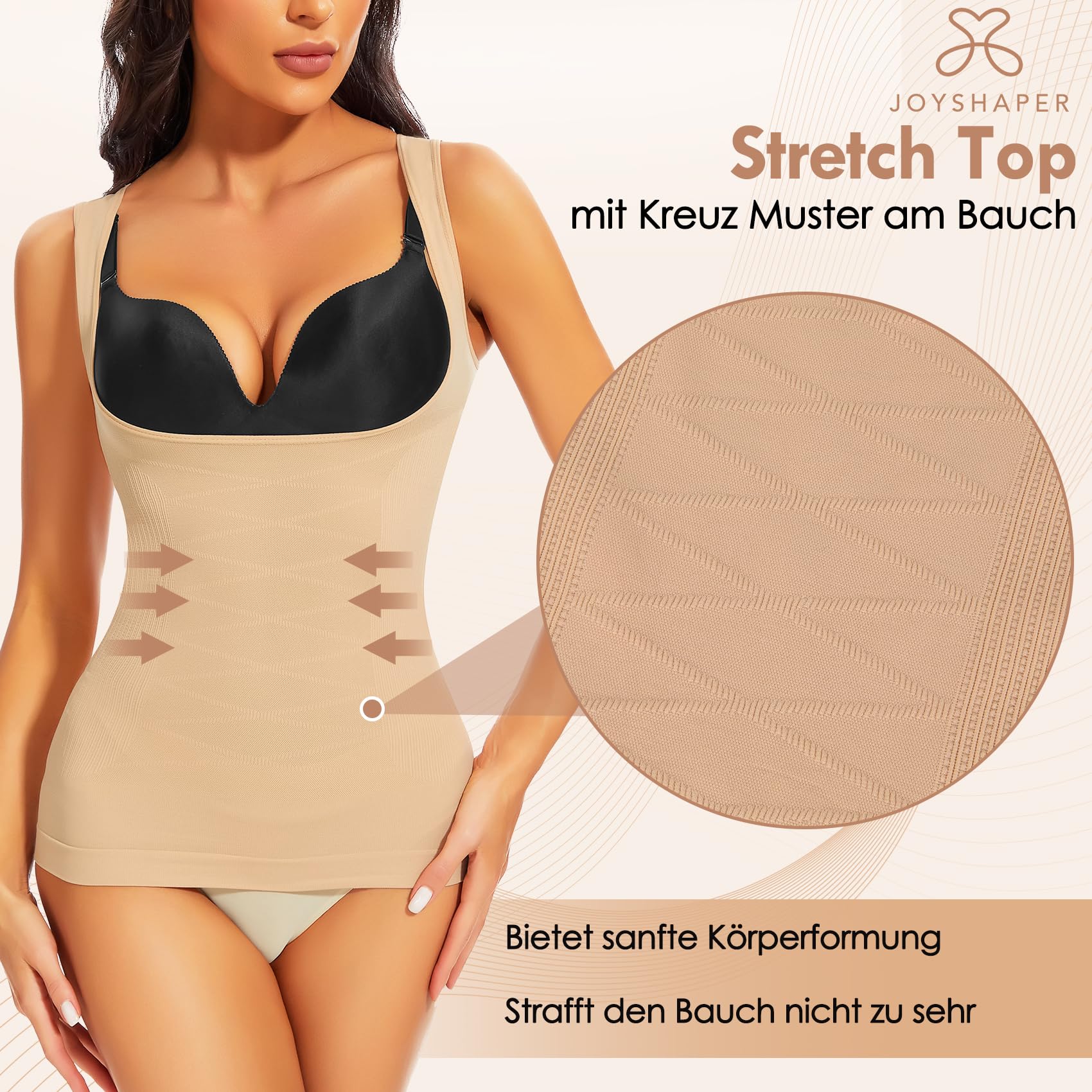 Joyshaper Shapewear damski podkoszulek top pod biustem Body Shaper Tank Tops bezszwowe wyszczuplające brzuch podkoszulki z szerokimi ramiączkami modelujące topy na ramiączkach Camisole koszulka