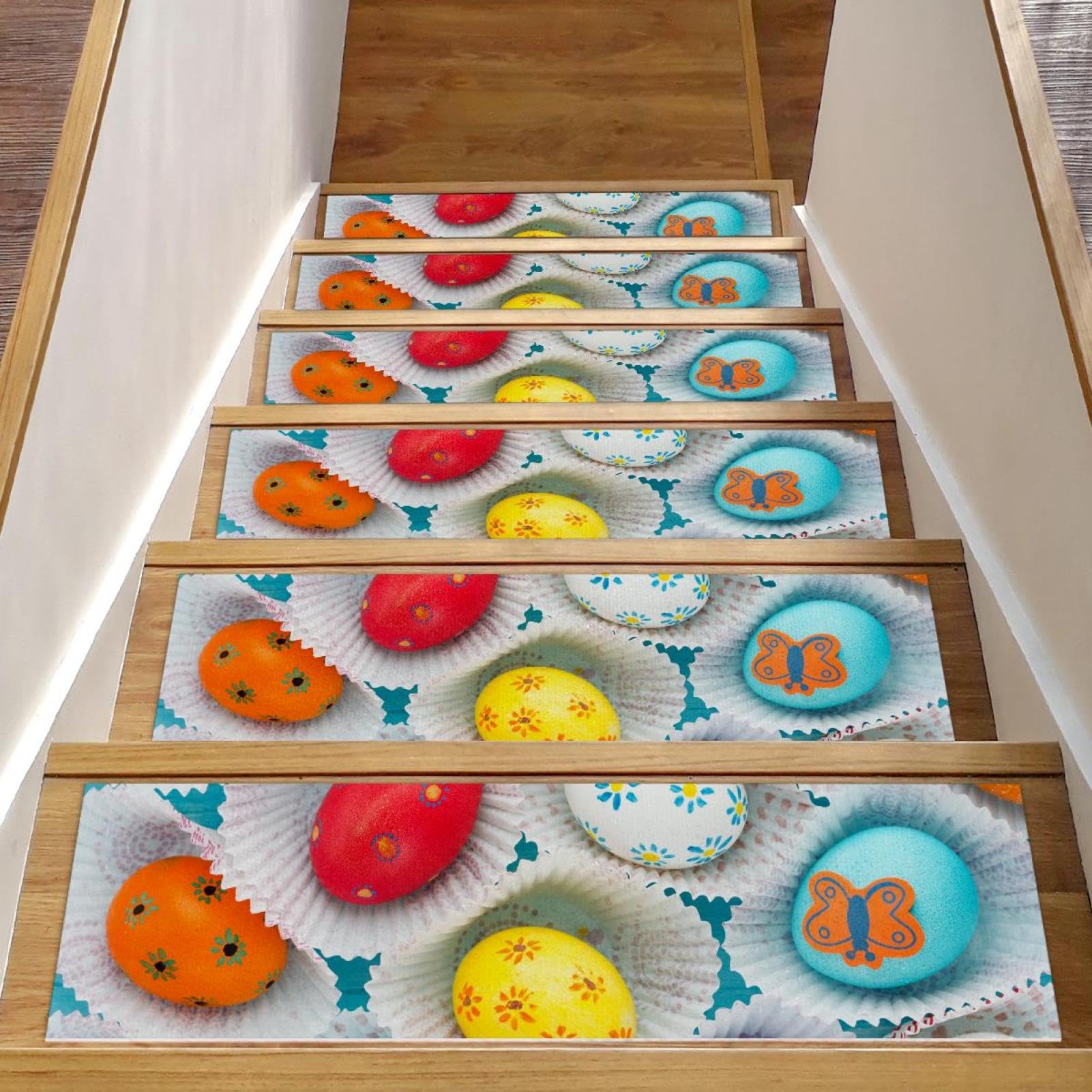 Alfombras de escalera para interiores de 30x8 pulgadas antideslizantes de Pascua