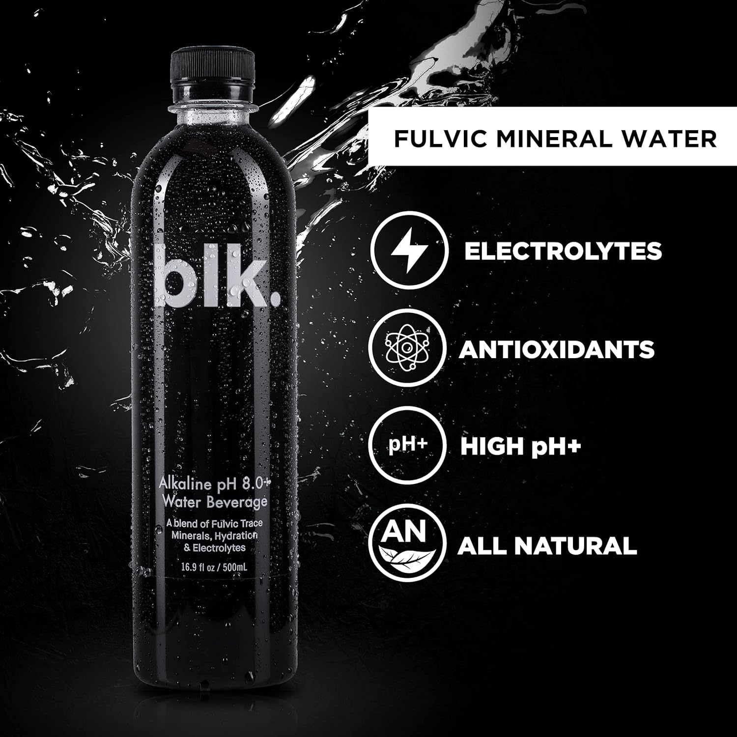 Buy blk. Natural Mineral Alkaline Water, ph8+ Bioavailable Fulvic & Humic Acid Extract, Trace