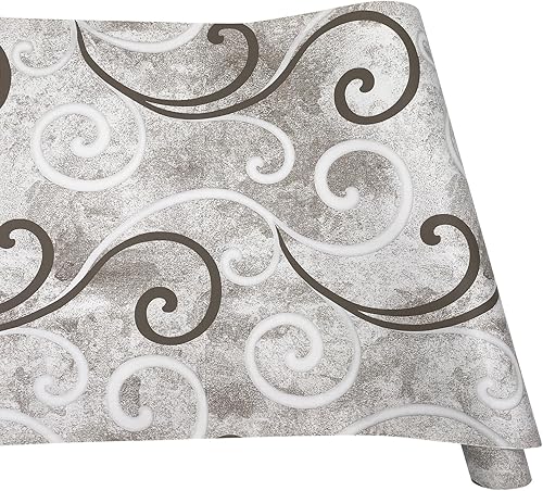 Miniatura 8 de Helianthusun Rollo de papel tapiz de 32.8 pies de color marrón y blanco, para decoración de pared, papel de vinilo autoadhesivo para cajones,