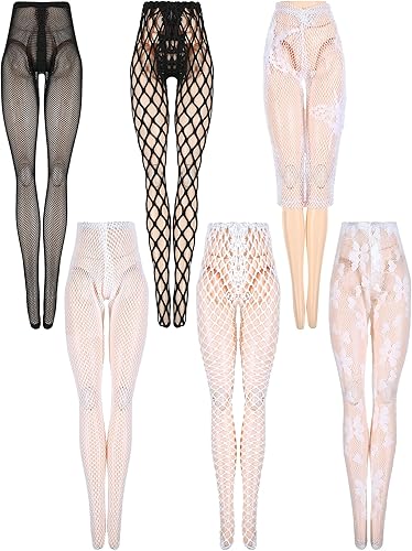 6 medias de muñeca de 12 pulgadas hechas a mano para muñeca, medias de encaje femeninas, medias de encaje para muñeca, calcetines largos, leggings