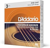 Vista 7 de D'Addario Cuerdas de Guitarra - Cuerdas de Guitarra Acústica de Bronce Fosforado - EJ16-3D - Espectro Tonal Rico y Completo - Para Guitarras de 6