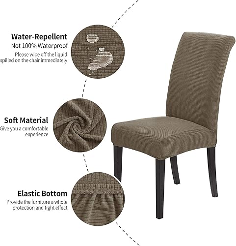 Miniatura 3 de Joccun - Juego de 2 fundas protectoras para sillas de comedor, fundas elásticas lavables y repelentes al agua, para hogar, hotel, banquetes