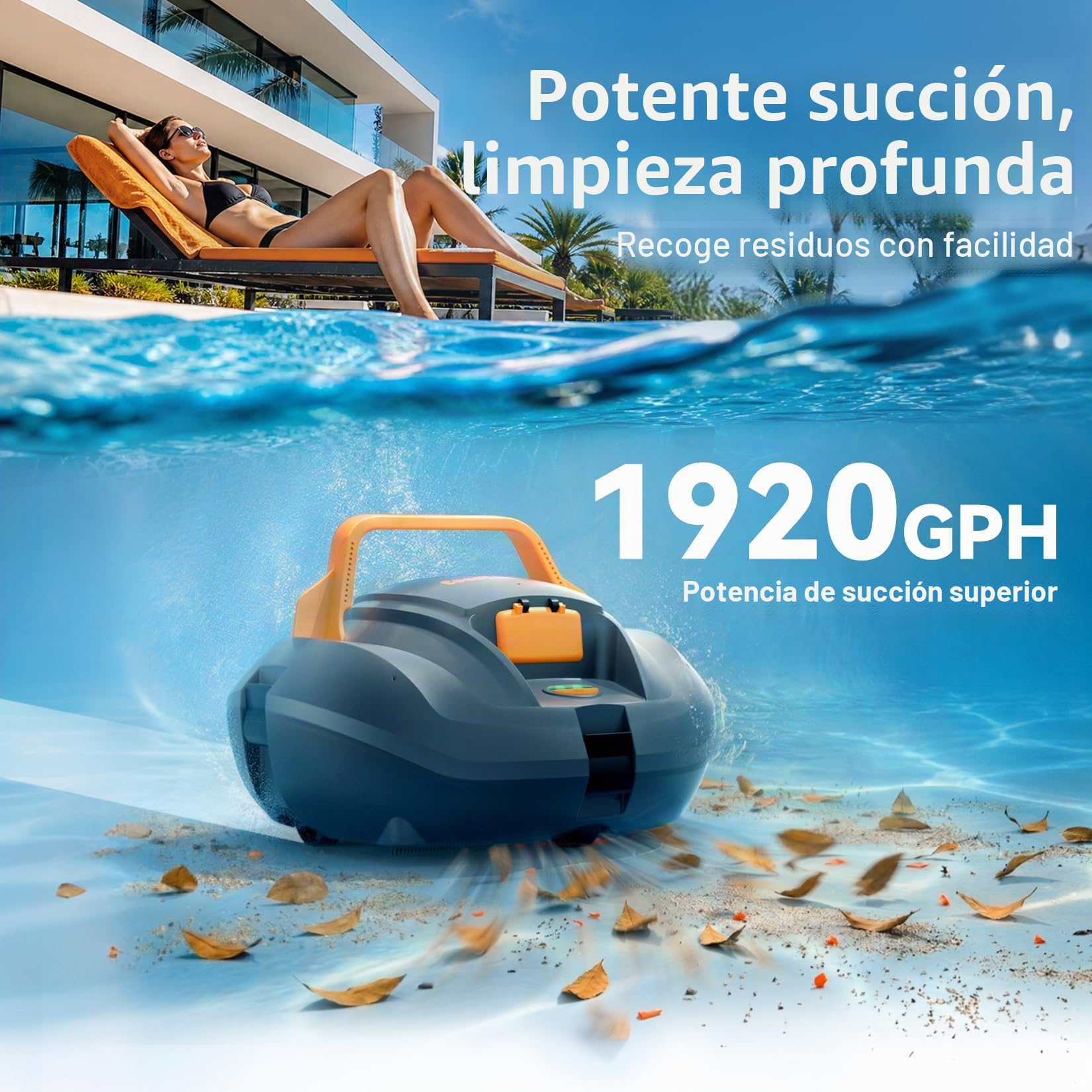(2026 New) Coasteering Planet Robot Limpiafondos Piscina sin Cable, 120 Min, 4500mAh, Succión Potente, Doble Motor y Auto-Parking para Piscinas hasta 80 m² (sin Pendiente)