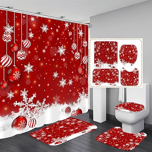 Miniatura 2 de FZDHHY Juego de 4 cortinas de ducha de bolas decorativas de Navidad, juego de cortinas de ducha de bolas decorativas de Navidad, juego de cortinas