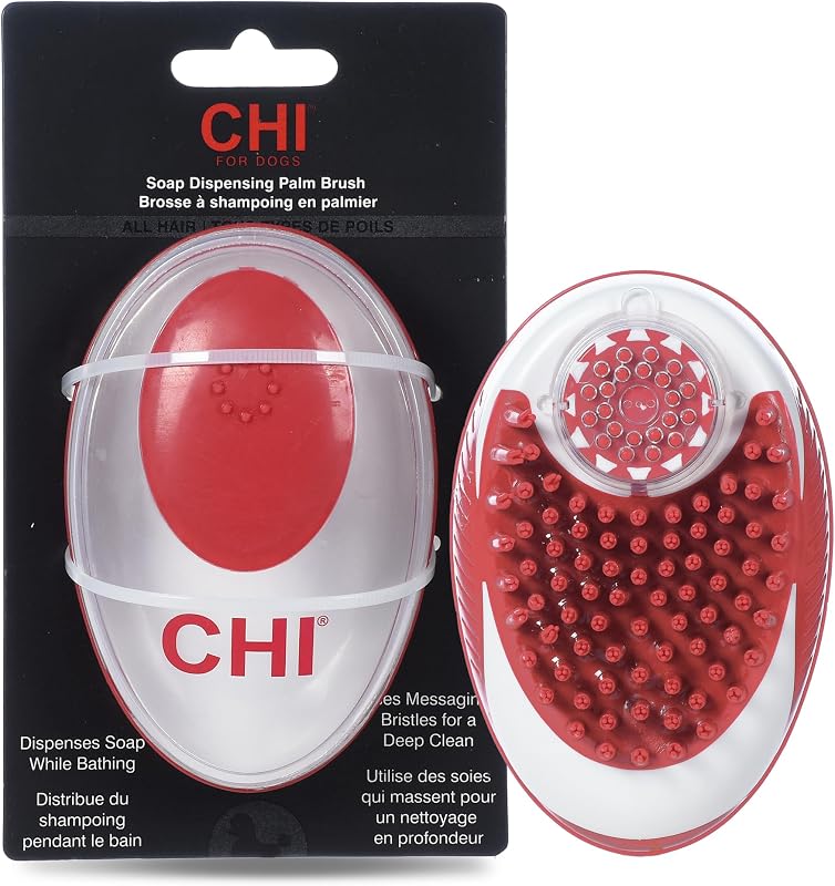 Escova Rastelo com Dispenser de Shampoo para Banho de Cães CHI FF26385