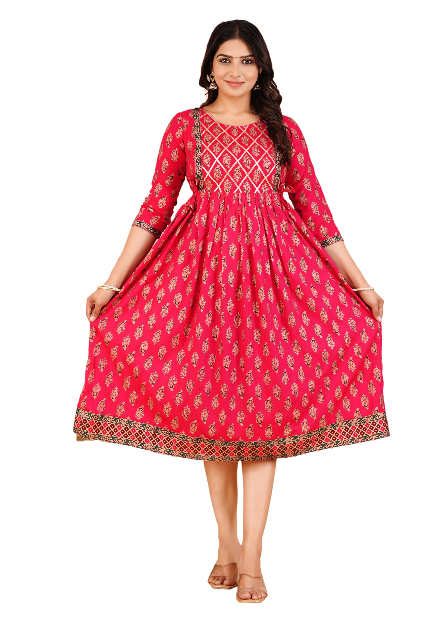 Women's Anarkali Comfortable Maternity Feeding Kurta Dress with Both Side Zippers | Pre and Post-Pregnancy & Nursing Mom Dress-image-41