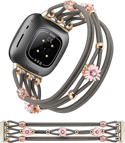TOYOUTHS Pulsera floral compatible con Fitbit Versa 4Versa 3Sense 2Sense Band para mujeres y niñas, correa trenzada de flores de margarita bohemia disponible en Yaxa Peru