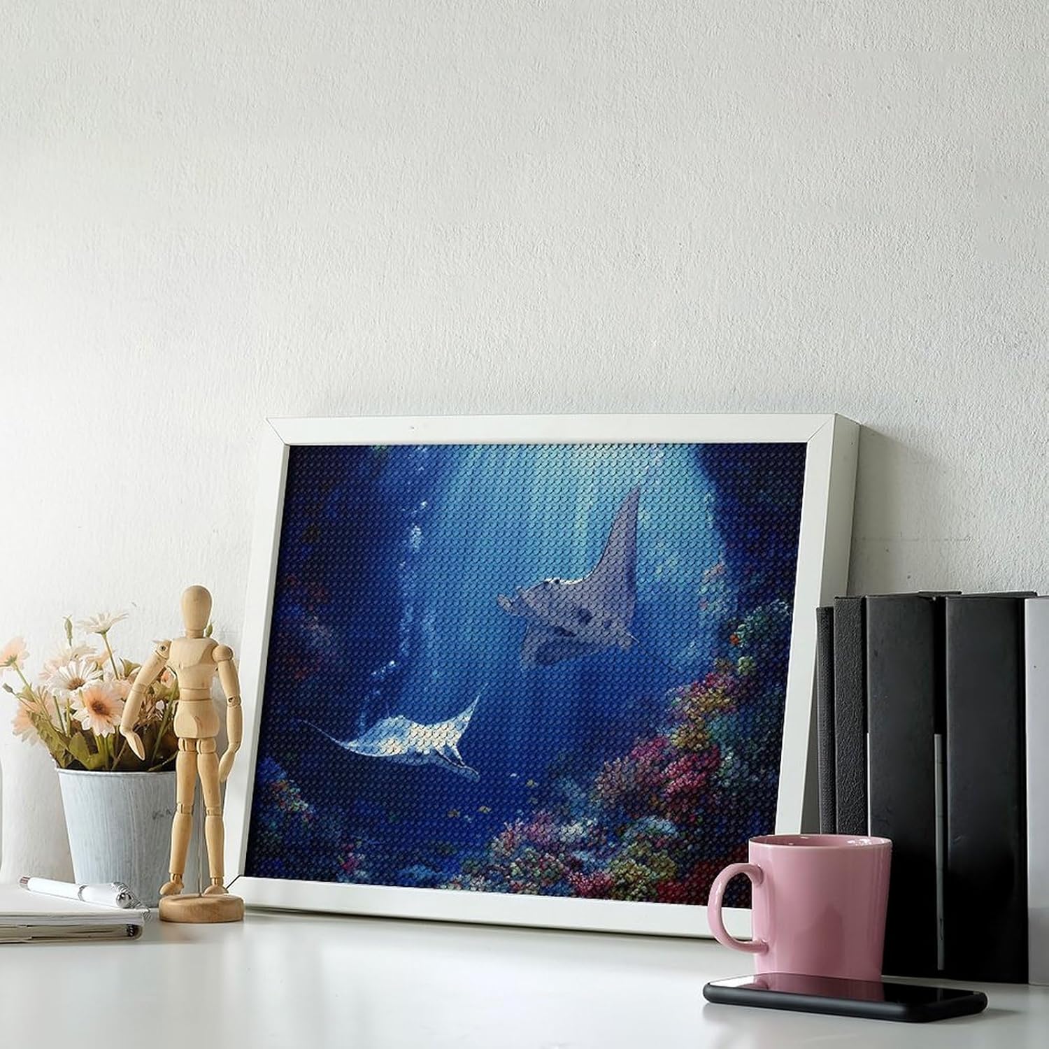 Sea Stingray Print Diamond Painting Full Round Drill Diamond Art Pictures Crafts for Home Wall Decor 12"x16"