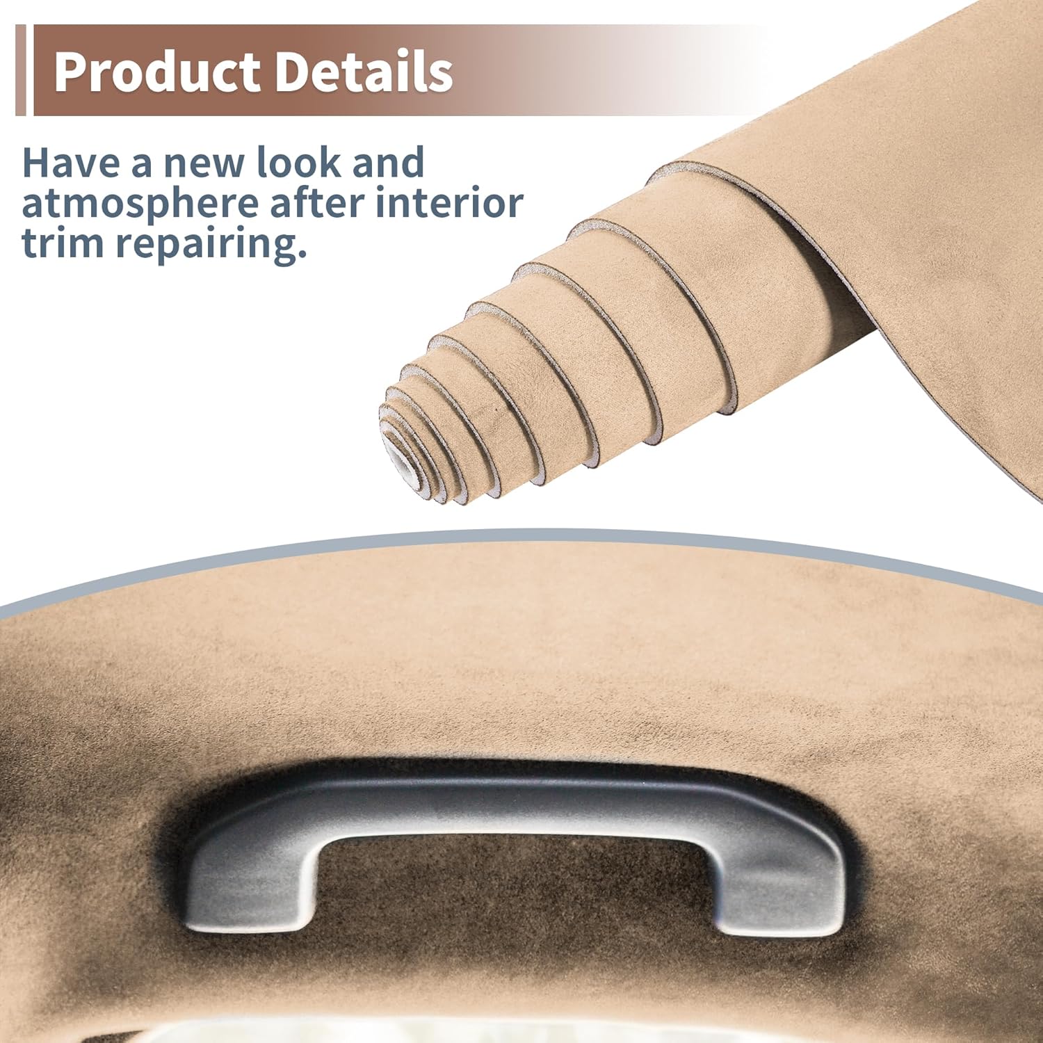 96"L x 60"W Suede Fabric Headliner Interior Trim DIY Roof Repair Replacement with Foam Backing for Car Truck RV SUV Boat Automotive Beige