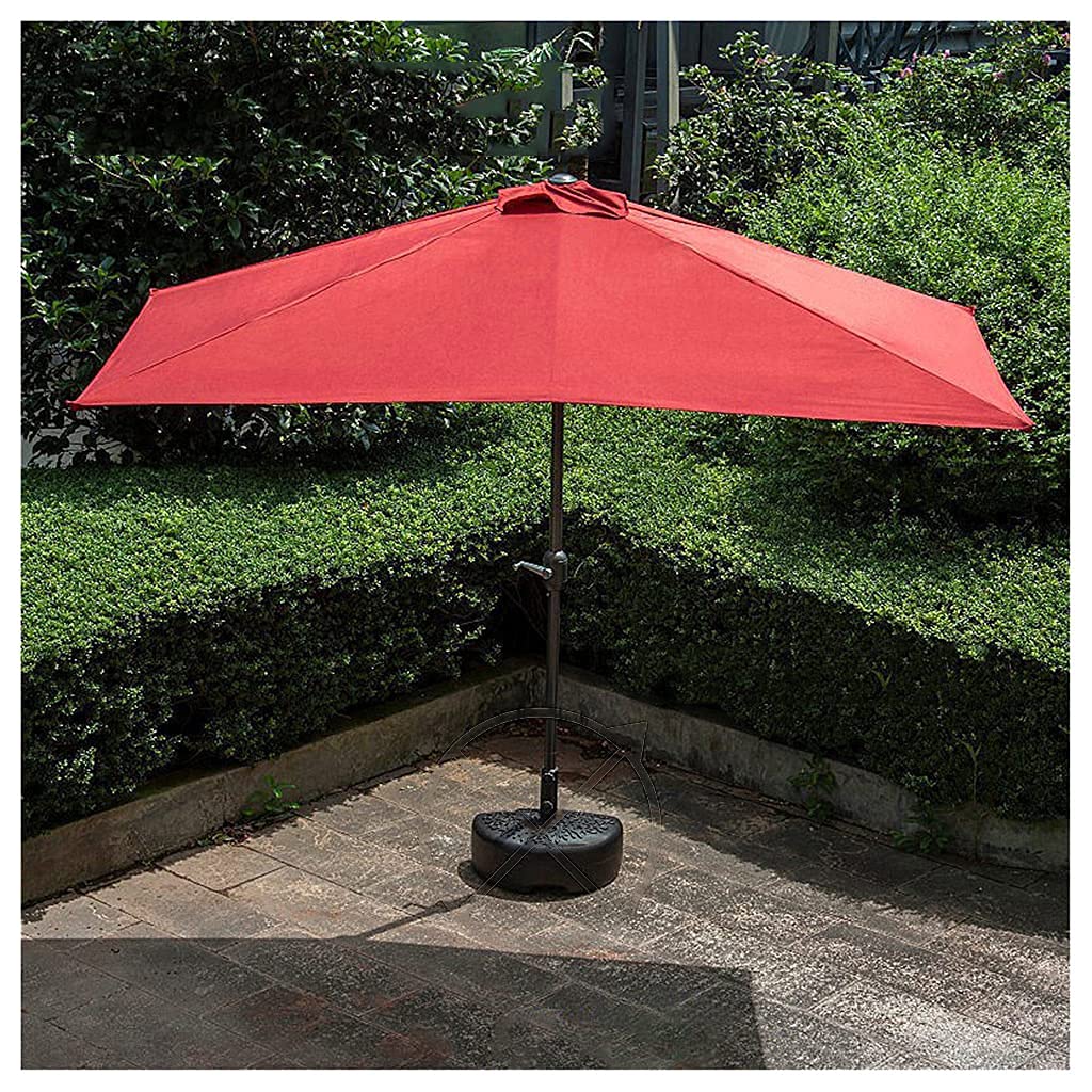 Sombrilla Parasol para Exteriores, 250 cm, Impermeable, Media Tela, Color Crema con Base para jardín, terraza, Patio, Piscina (marrón) (marrón) (Rojo)
