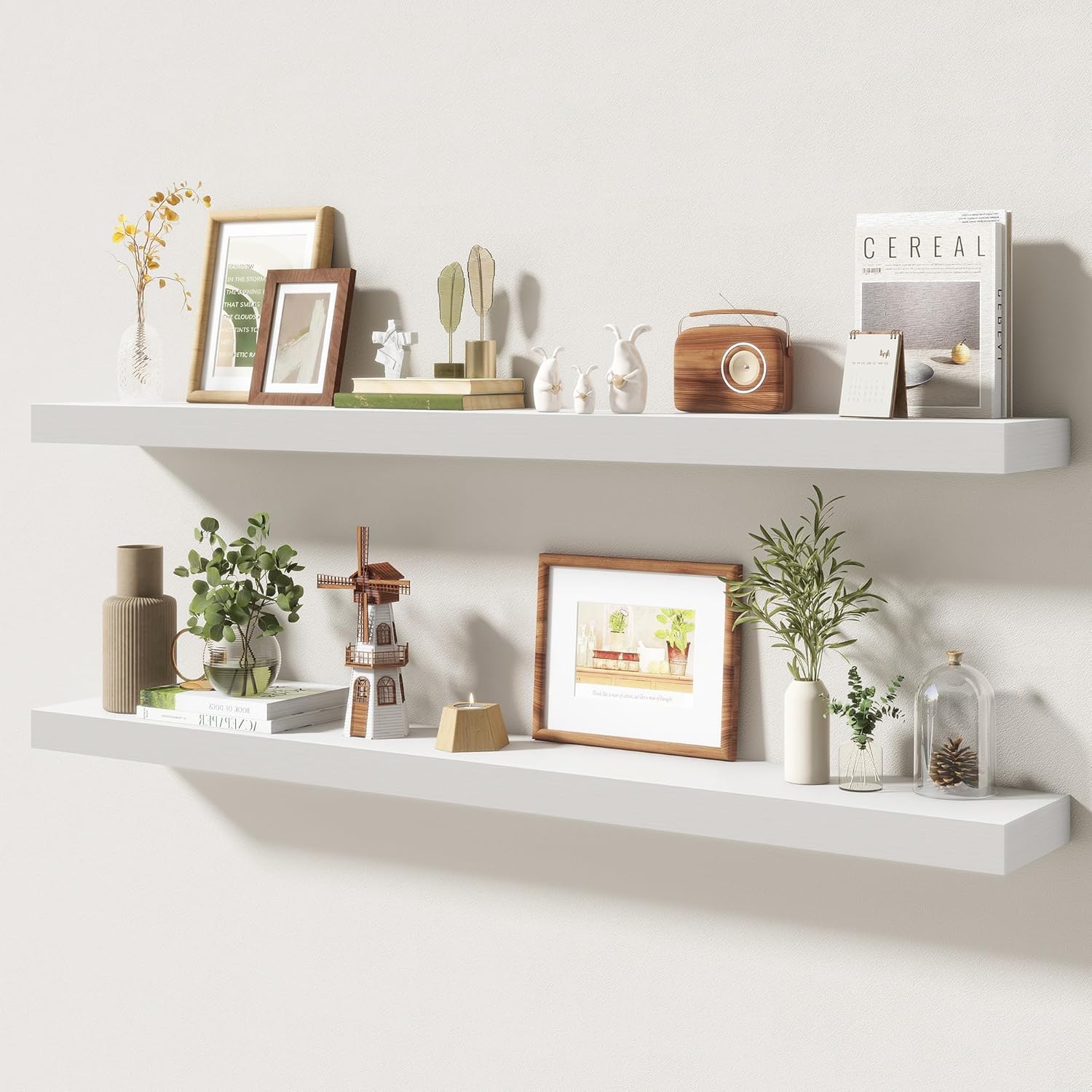 Amazon.com: FLYJOE 48 Inch Floating Shelves | 6.5 Inch Deep White ...