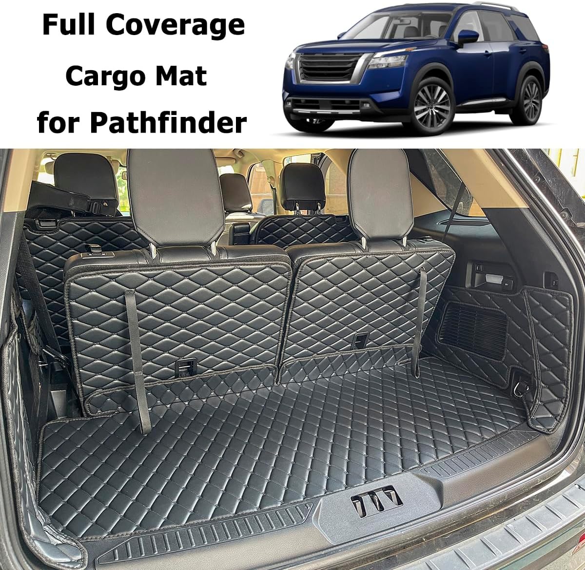 Cargo Mat Compatible with Nissan Pathfinder 2022-2026 Trunk Mat (and Rear Left and Right Side Panels) Cargo Liners Pathfinder