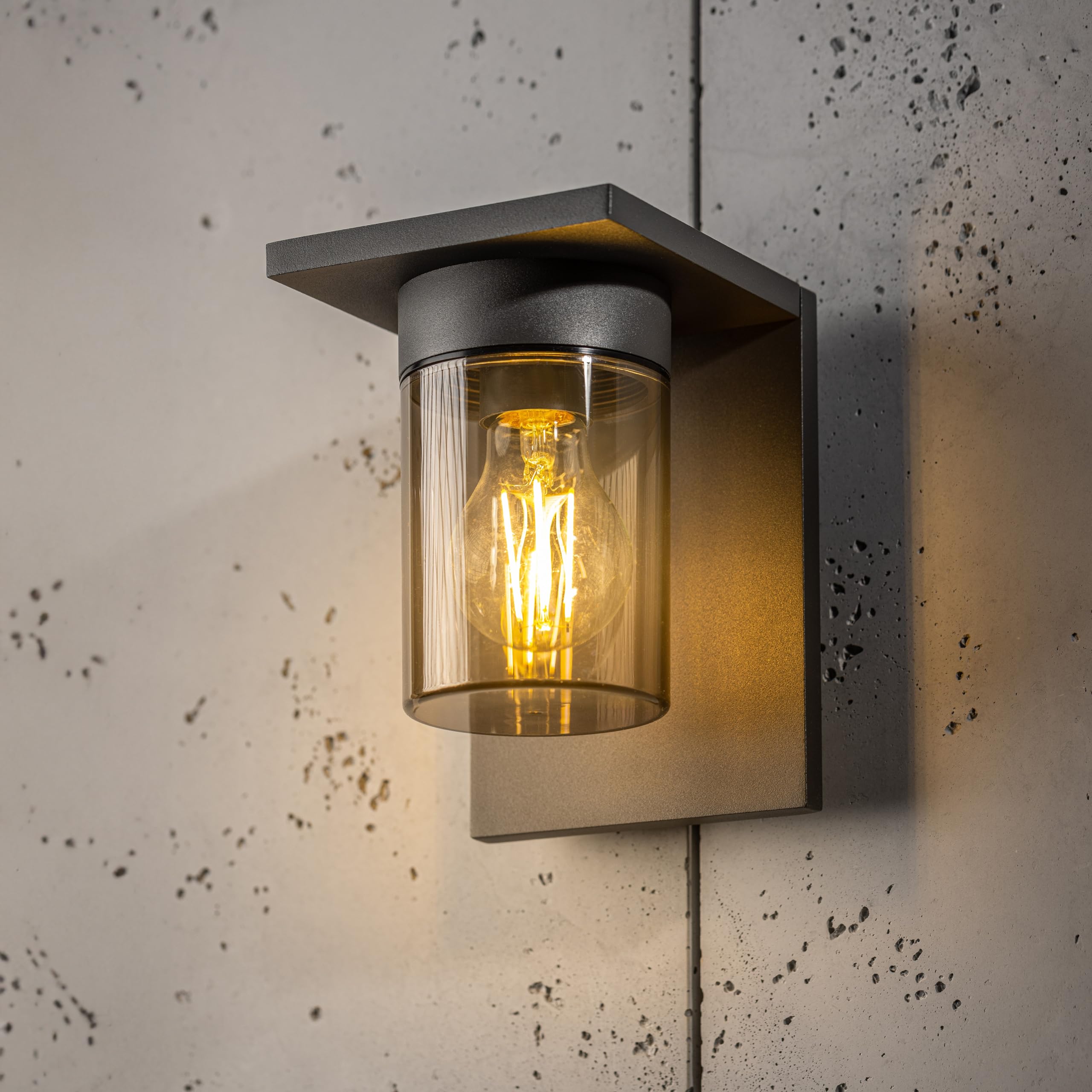 CGC Lighting Lámpara de pared para exteriores, moderna, resistente a la intemperie, para puerta exterior, patio, terraza, resistente a la intemperie, difusor de humo exterior (linterna gris oscuro)