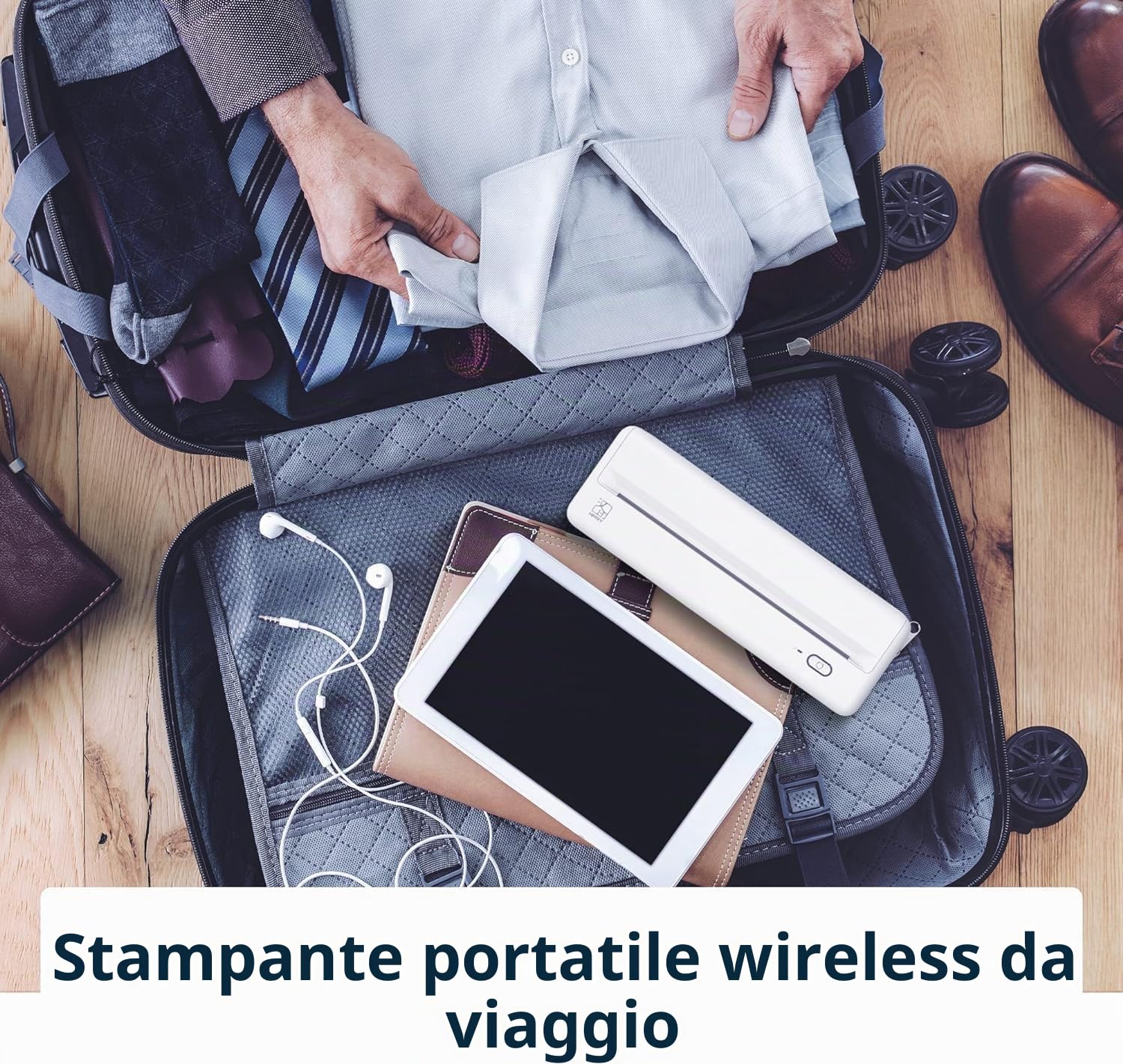 Stampante Termica Bianca Stampante Portatile per Android e iOS Stampante Wireless per Carta Termica A4/4/3/2