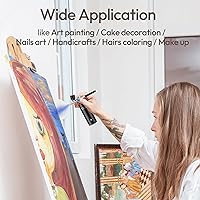 Vista 7 de Kit de aerógrafo con compresor 30PSI pistola de aerógrafo portátil recargable de mano inalámbrico cepillo de aire para uñas, arte, pintura, Negro