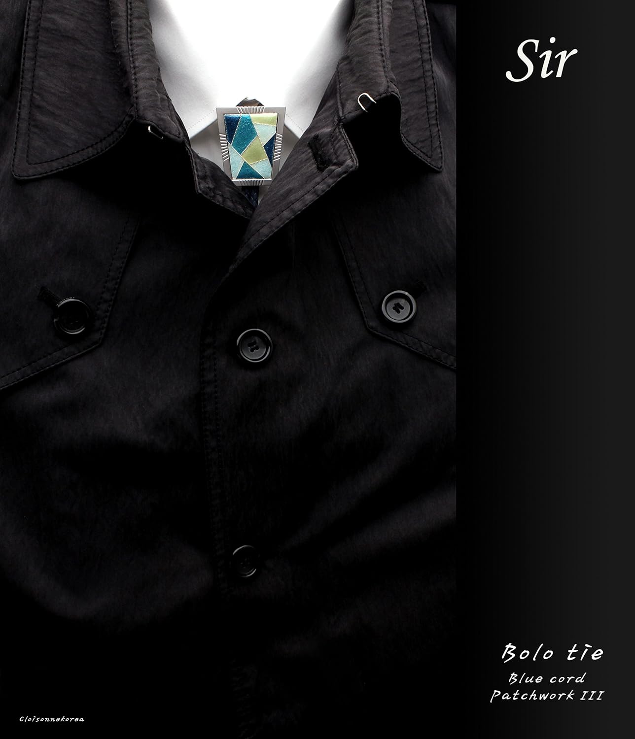 Bolo Tie Cloisonne Genuine Leather Sir Collection Patchwork III