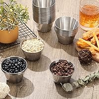 Vista 4 de 60 tazas de salsa de acero inoxidable a granel, 5 onzas, recipientes de metal para salsa, cuencos para condimentos, reutilizables, apilables