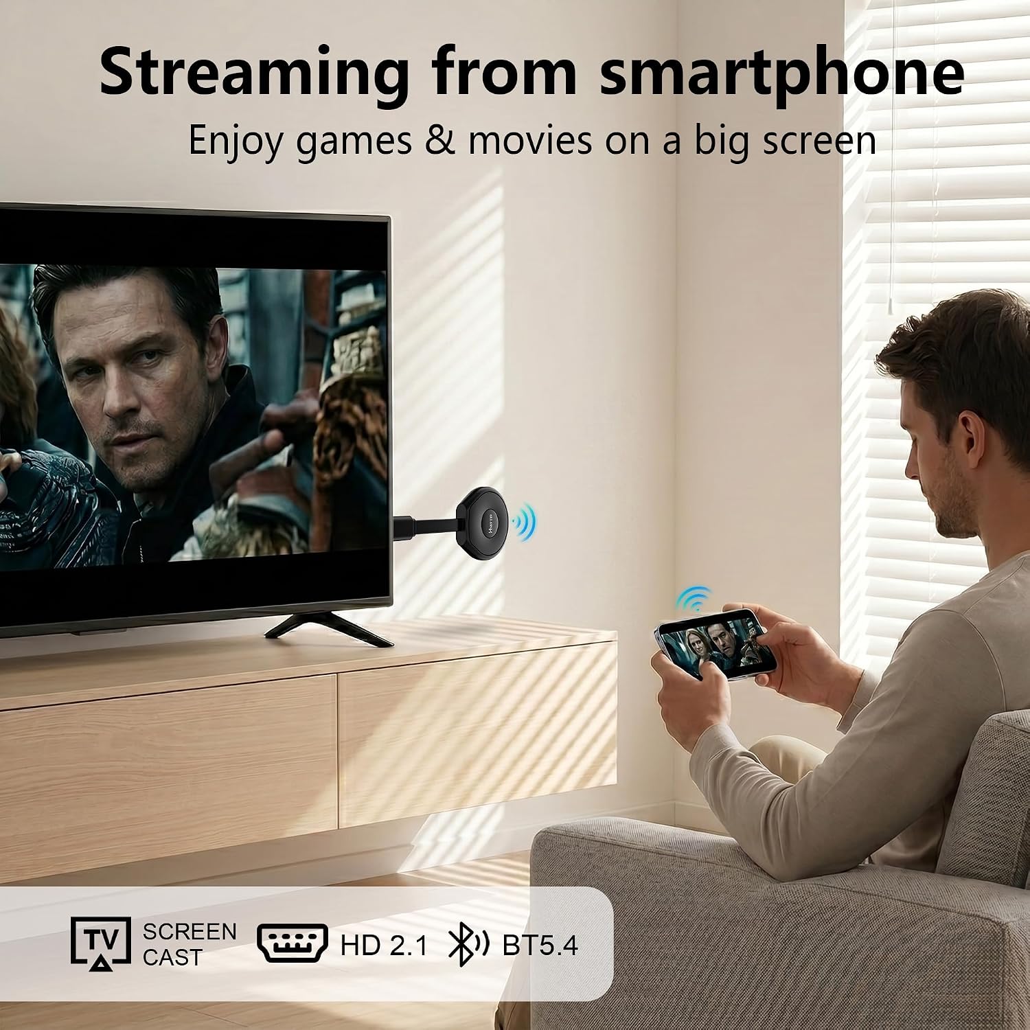 HS89 T19 Android 14.0 TV Stick,4GB RAM 32GB ROM with RK3539 Dual-Band Wifi6