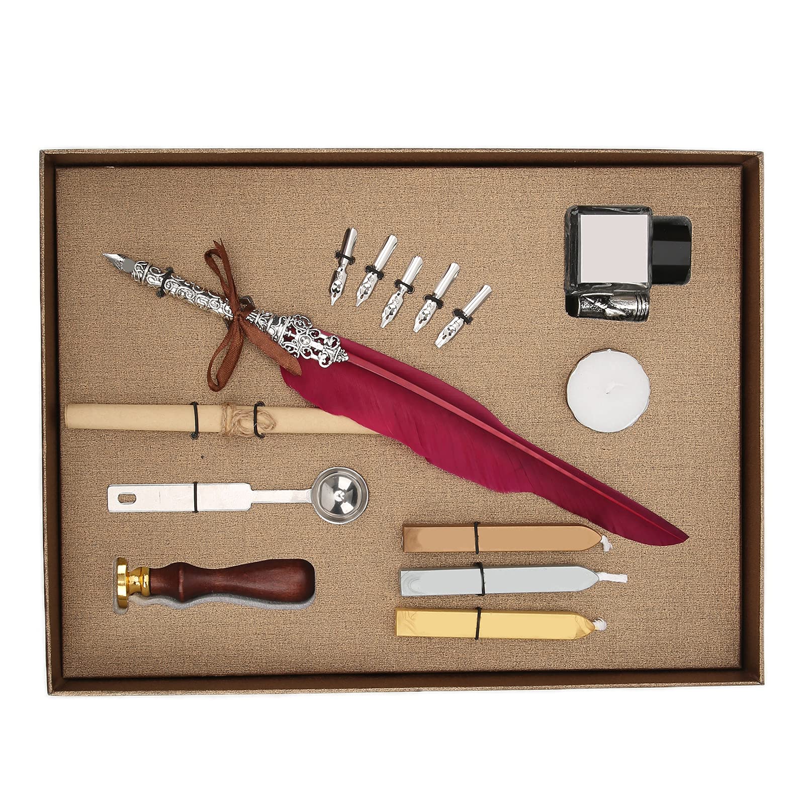 SFDPS038006 Lot de stylos à plume pour écriture lisse Style rétro SFDPS038006 Rouge vin
