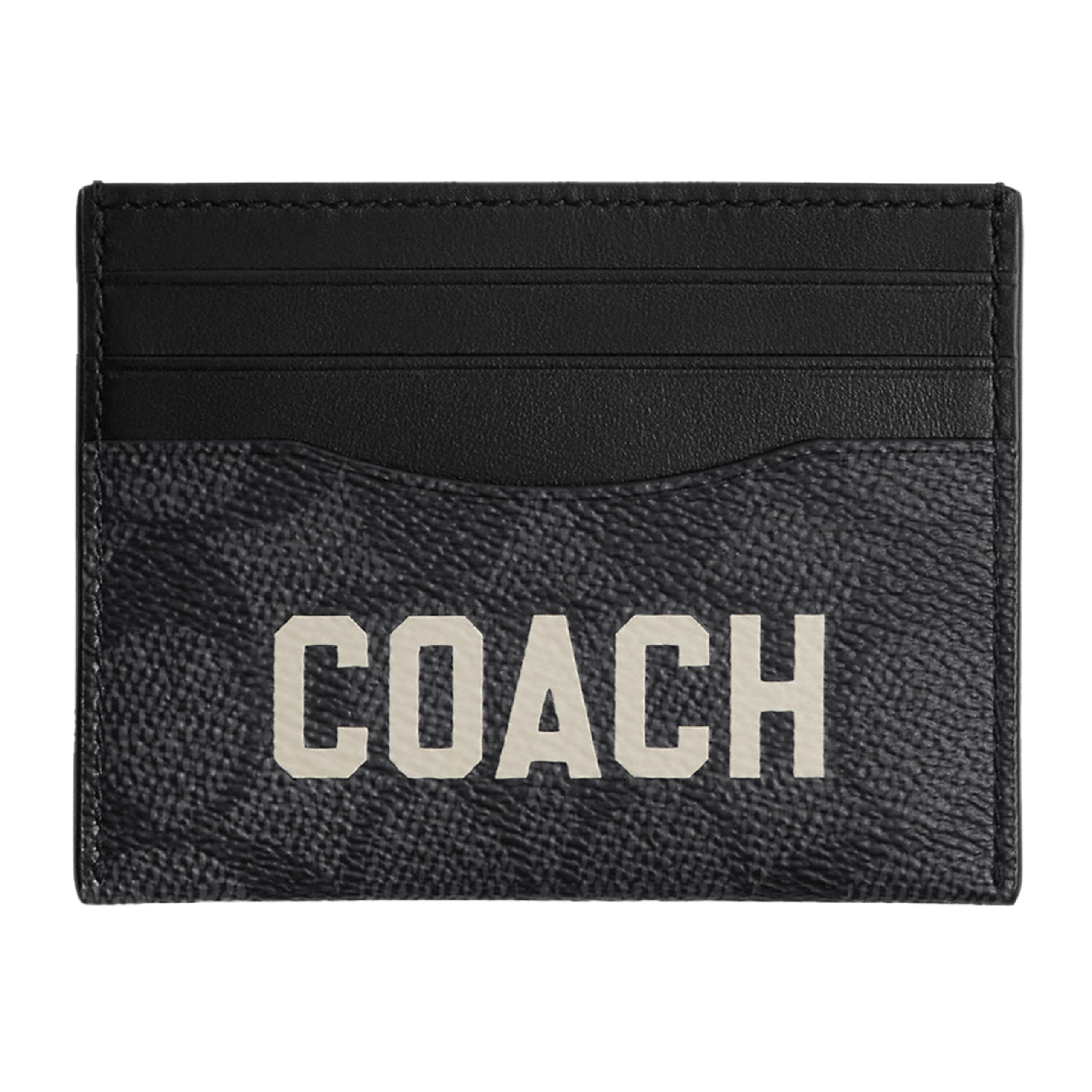 Coach Flat Card Case in Signature with Coach Graphic