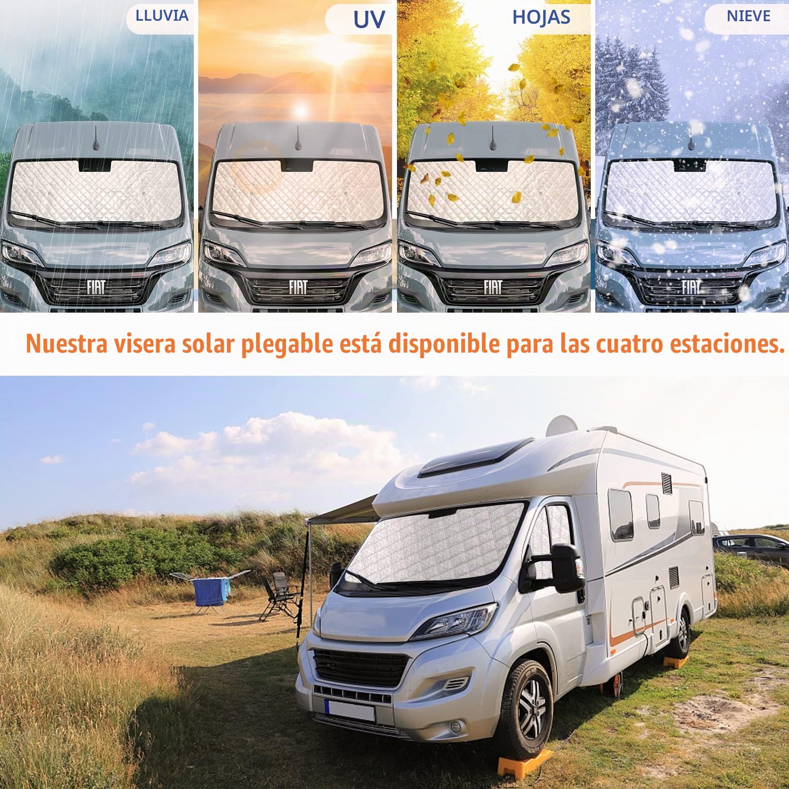 Protector de Parabrisas para Cubierta de Parabrisas de Coche para FIAT Ducato 2006-2021,Parasol Coche Termico,Cubierta de Parasol Interna para el Automóvil,Parasol Plegable（3 Piezas ）