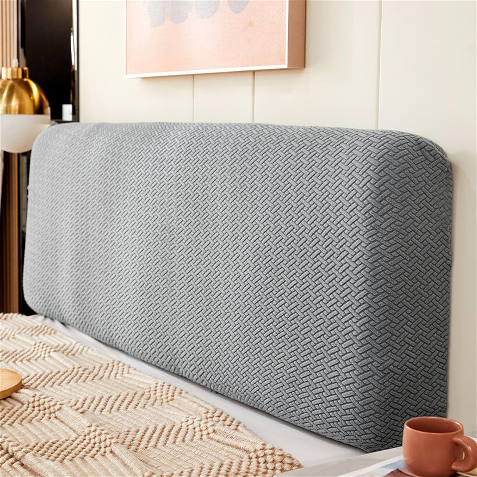 Strecken Bett Kopfteilbezug Jacquard Waschbar Abnehmbar Kopfteil Bezug Bettkopfteil Hussen Schonbezug Protektor Für Schlafzimmer (Grau-Stil 3,220cm/87in)