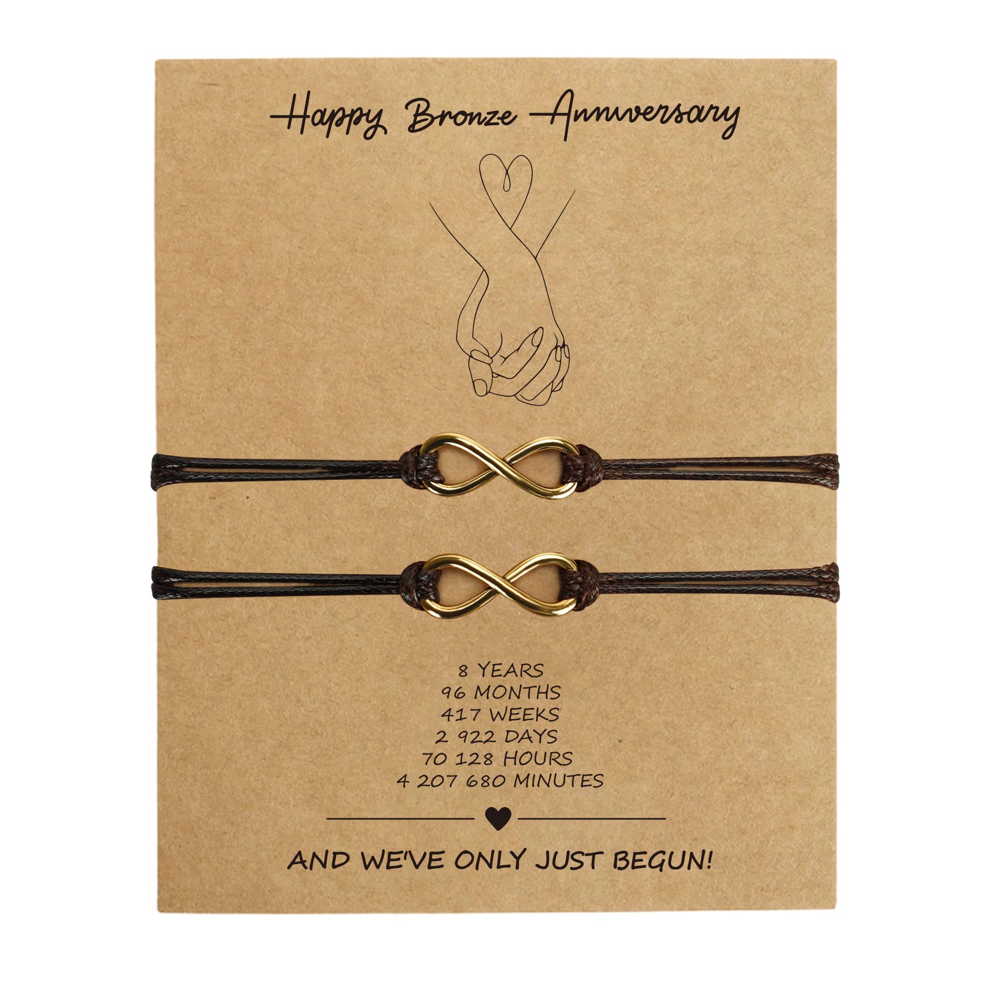 Glowvibe Bronze 8th Anniversary Wedding Gifts,Matching Bracelets For Couple 8th Anniversary Present for Him and Her Bracelets Infinity Knot