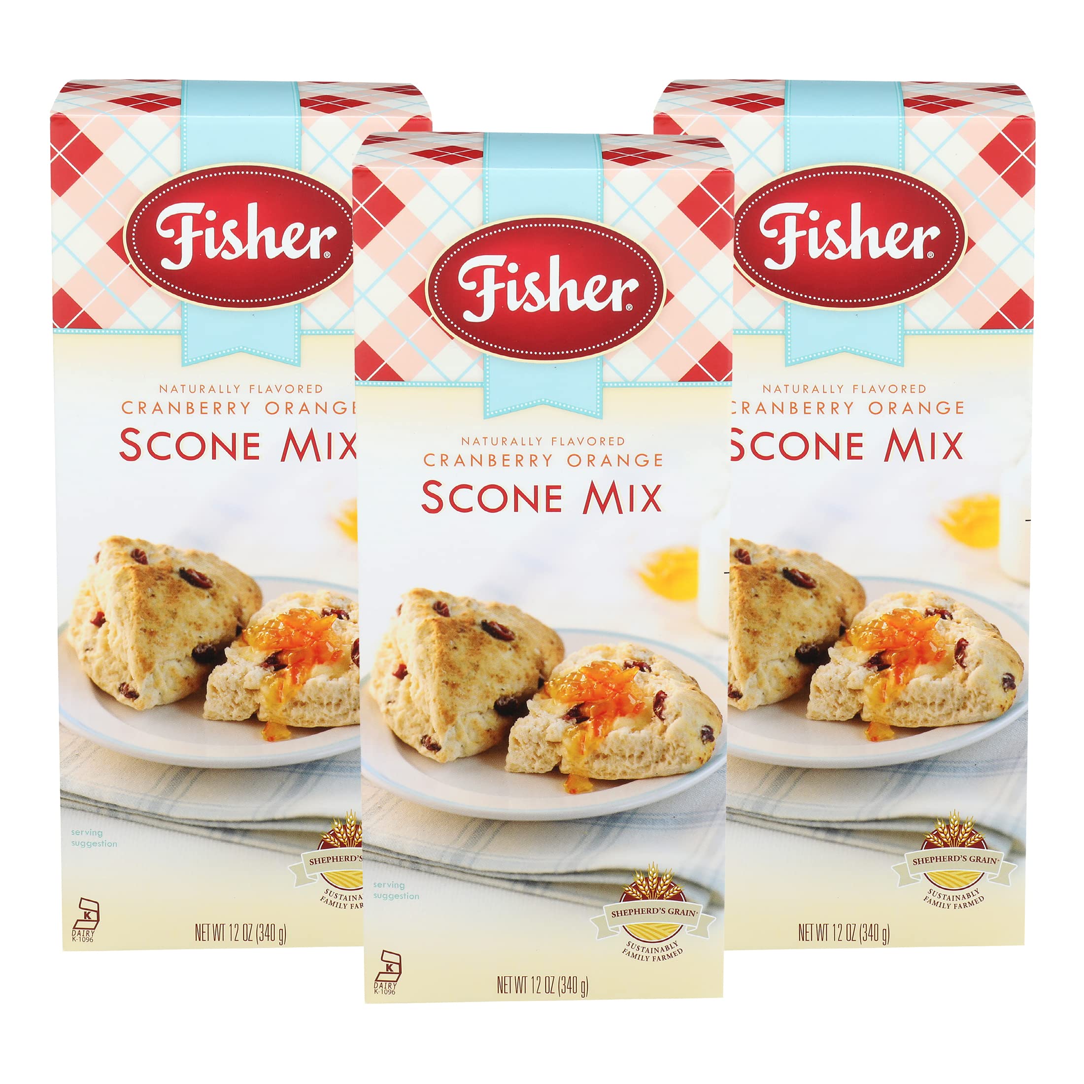 Fisher Scone Mix, Cranberry Orange, 12 OZ (Pack of 3)