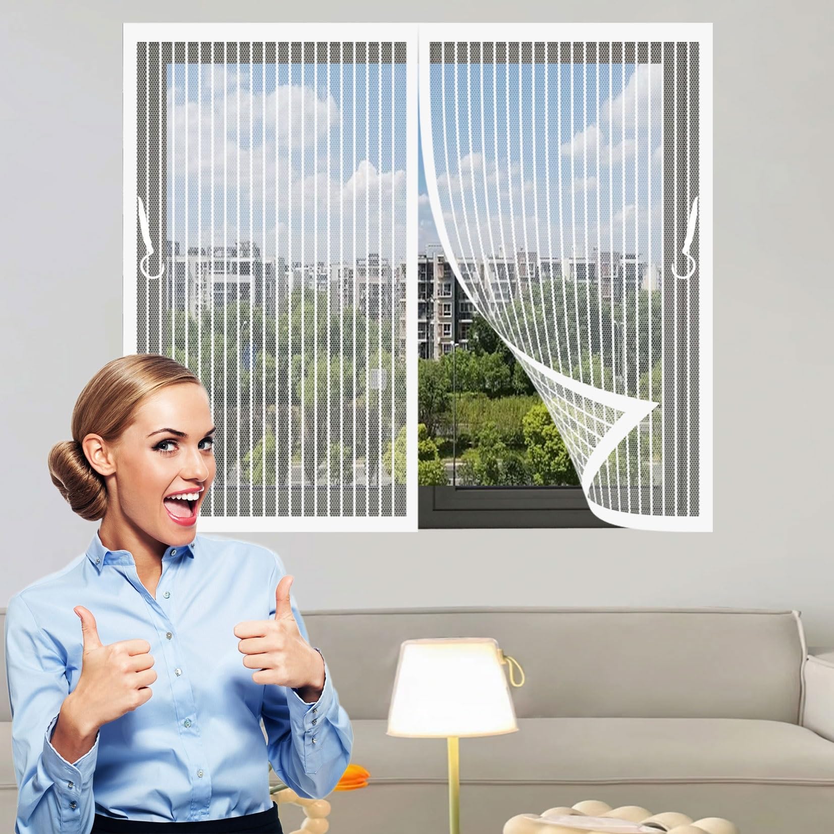 Chenmiao White Mosquito Net For Windows 86 X 117 Cm (Customizable) Heavy Duty Mesh, Keeps Bugs Out, Curtain Insect Mesh, Automatically Closes For Door Window, Patio,