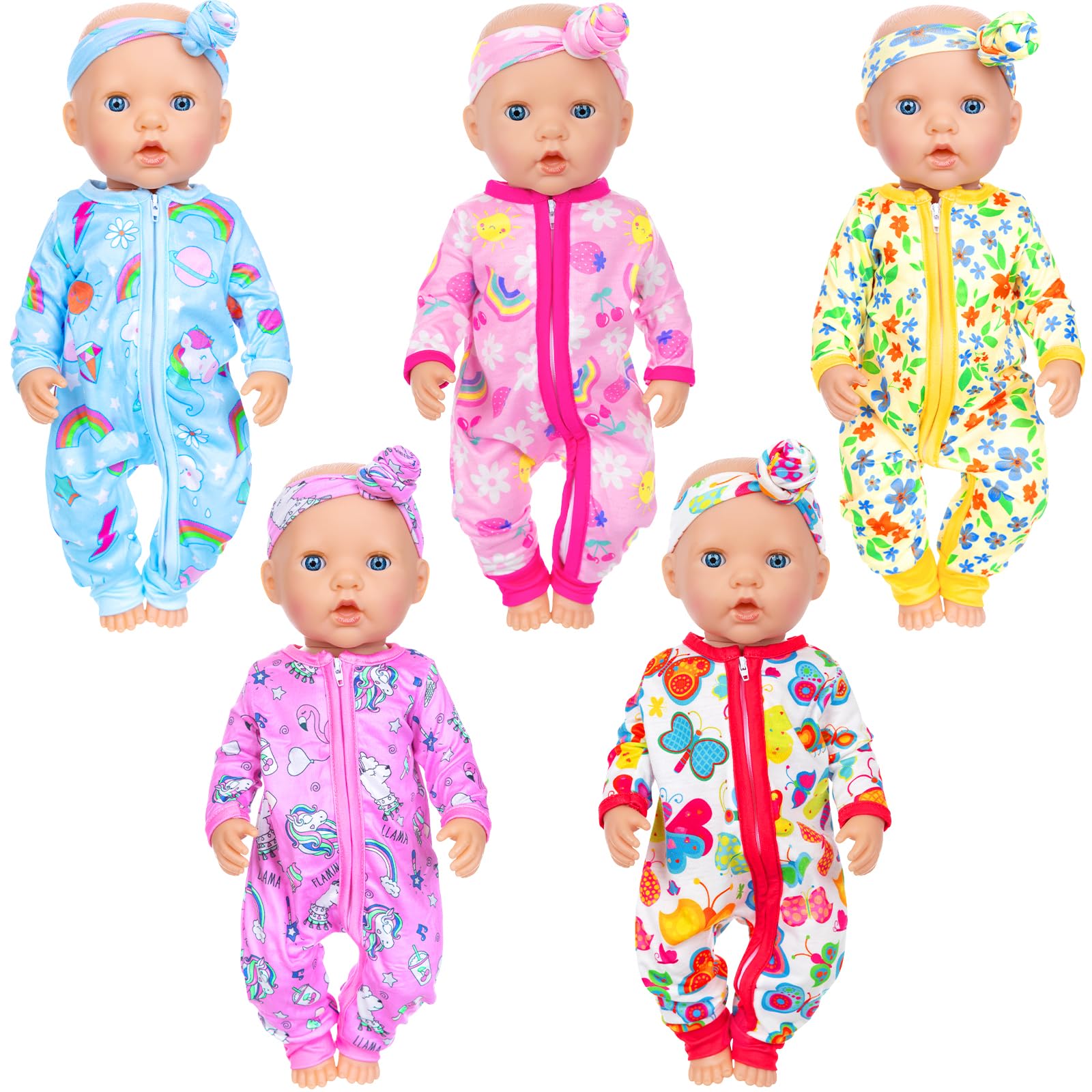 ZITA ELEMENT 5 Sets 14-18 Inch Baby Doll Clothes Outfits Casual Wear for 17 Inch Baby Doll Clothes 10 Pcs Doll Clothes and Accessories for 15 Inch Doll to 18 Inch Doll