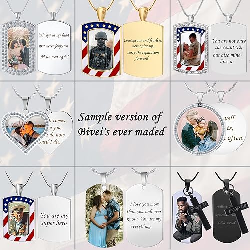 Miniatura 5 de Bivei Custom Photo Dog Tag Necklace Personalized Memorial Necklace with Picture for Men & Women Customized Stainless Steel Jewelry Gift