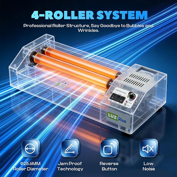 13-Inch Thermal Laminator, 3-10 Mil, 4-Roller, A3 | Cold & Hot Laminating Machine with Foil Application, Temp Display up to 320F, for Office, School & Business