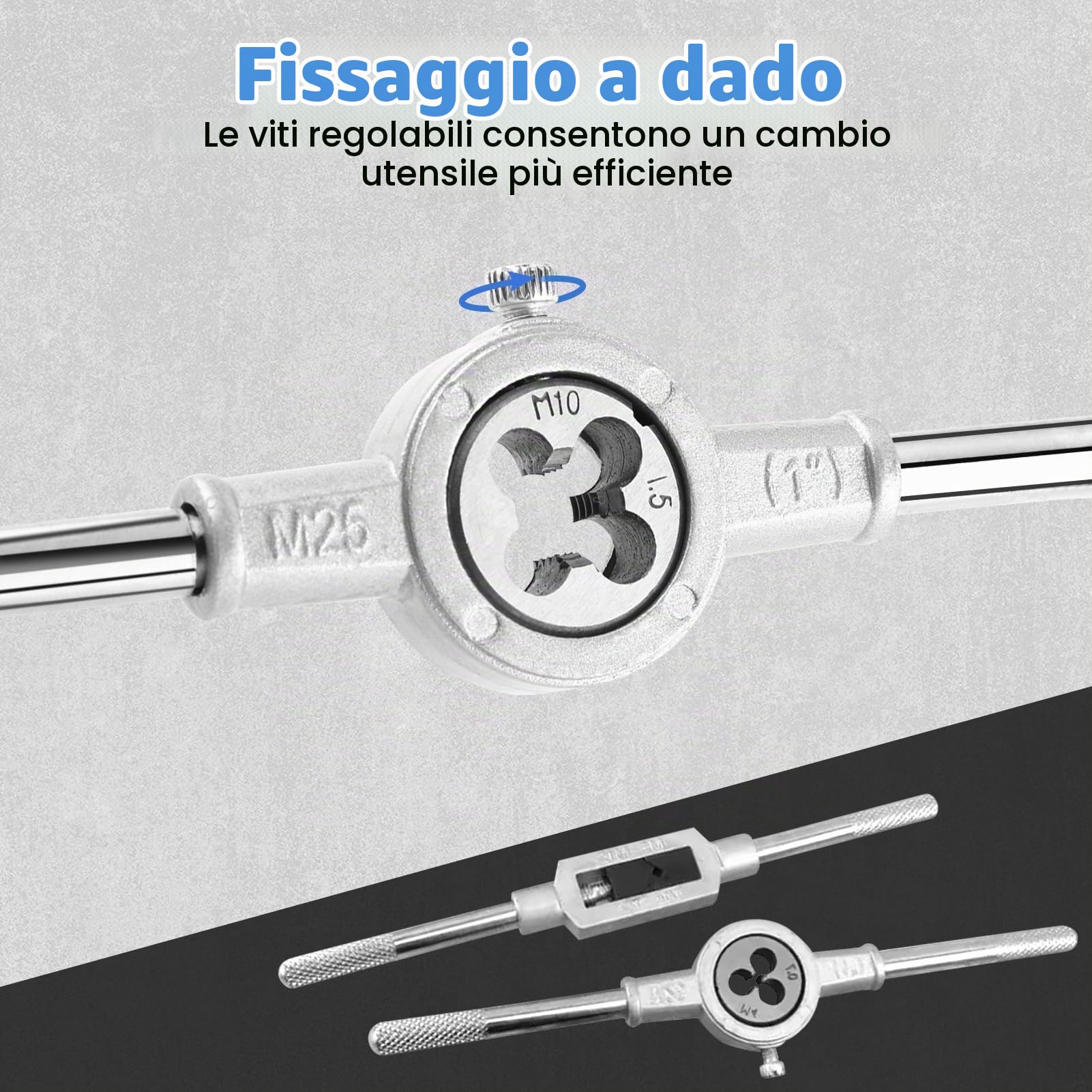 Set di 110 Filiere Maschio e Filiera Matrici M2-M18, Set Maschi e Filiere in Acciaio al Tungsteno Maschi e Filiere con chiave inglese