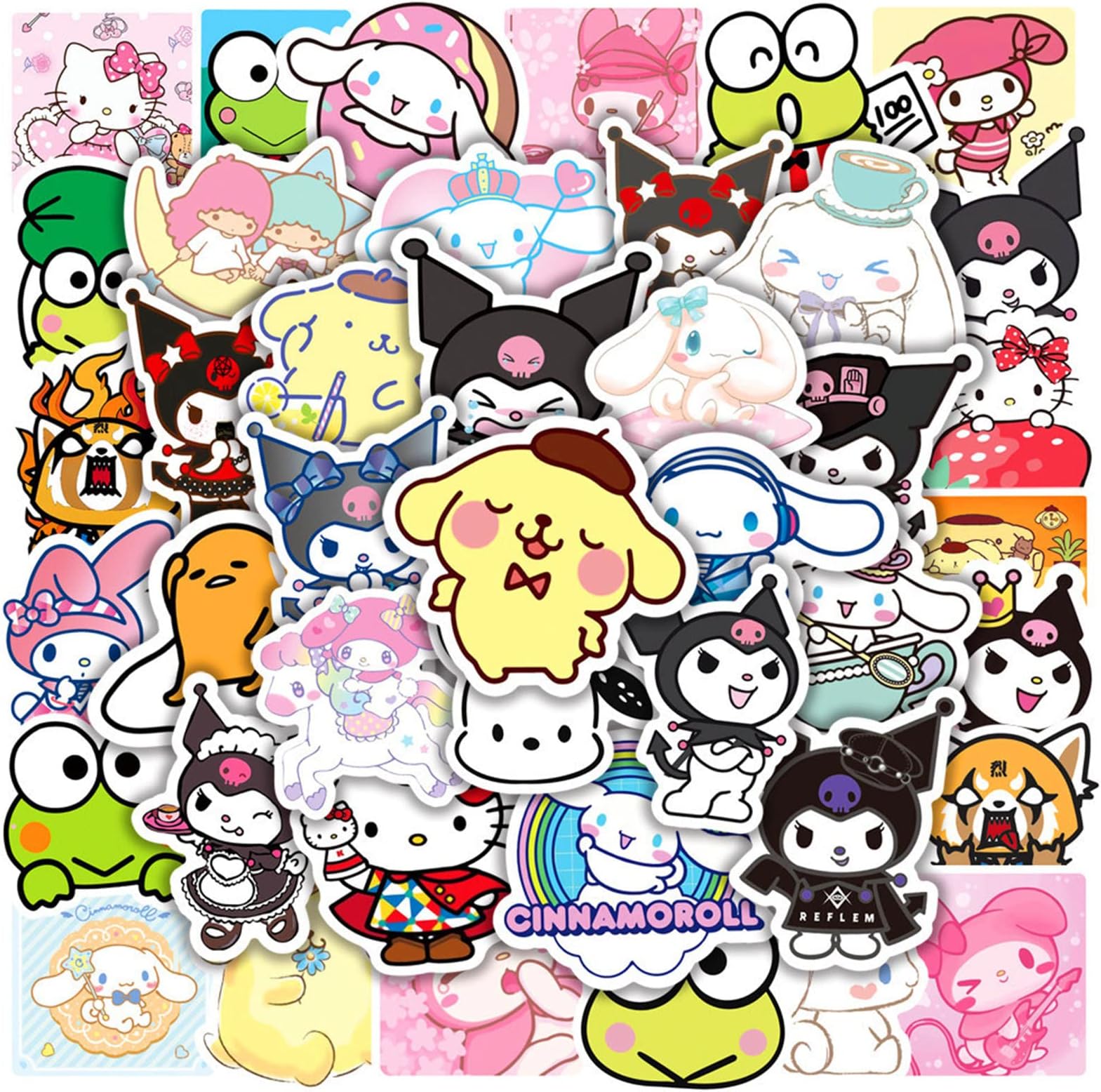50PCS Cute Kawaii Stickers Japanese Anime Stickers Waterproof Vinyl Cartoon Stickers for Kids Teens Girls Adults Water Bottle Laptop Suitcase Pack for Phone