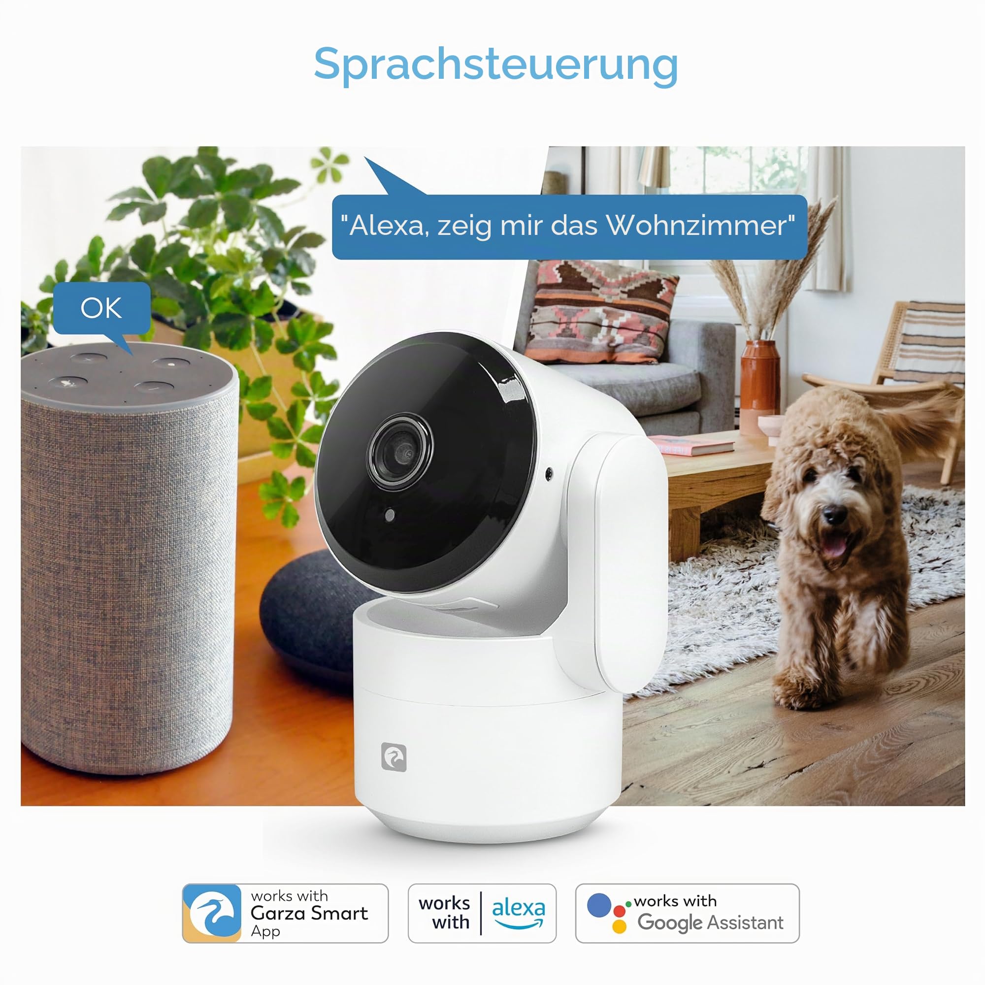Garza - Smart - Pack 2 360º Indoor Smart IP WiFi-Überwachungskamera 2,4 GHz, 1080 HD, Nachtsicht, Bewegungserkennung, Datenschutzmodus, Fernbedienung per App.