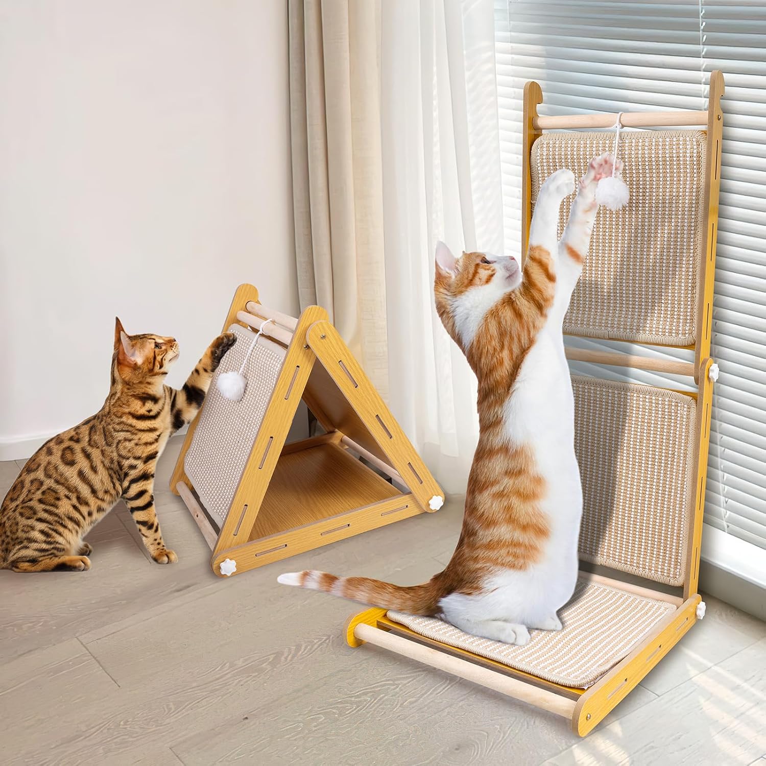 Multi-Functional Sisal Cat Scratcher, 29.1 Inch L-Shaped Cat Scratch Pad Wall Mounted, Adjustable Cat Scratch House, No Shedding, Furniture Protector Multi-Functional Sisal Cat Scratcher, 29.1 Inch L-Shaped Cat Scratch Pad Wall Mounted, Adjustable Cat Scratch House, No Shedding, Furniture Protector