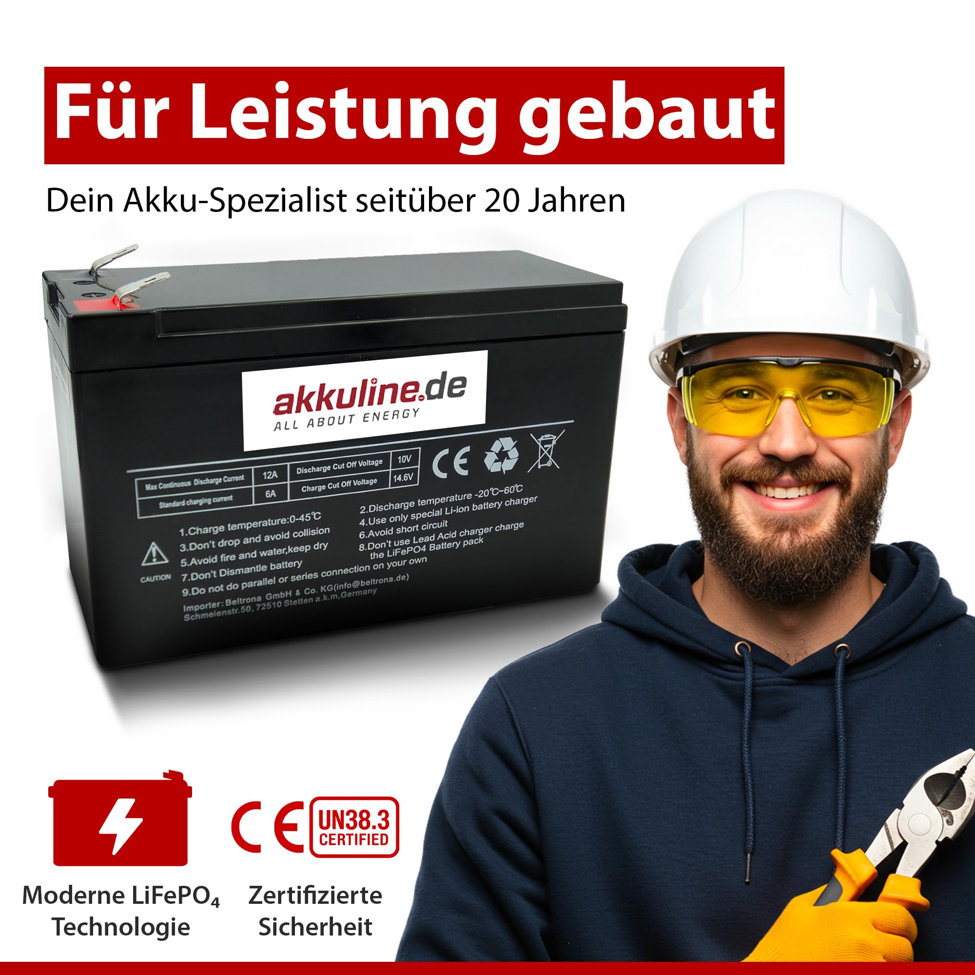 Ersatzakku kompatibel mit Teufel ROCKSTER AIR – auslaufsicher & wartungsfrei, LiFePO4, 12V 9Ah