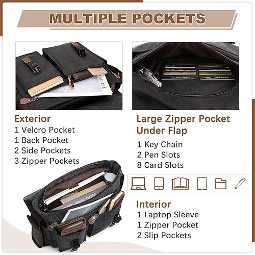 Miniatura 4 de RAVUO - Bolsa de mensajero para hombre resistente al agua 14 156 17 pulgadas bolsa de hombro de negocios