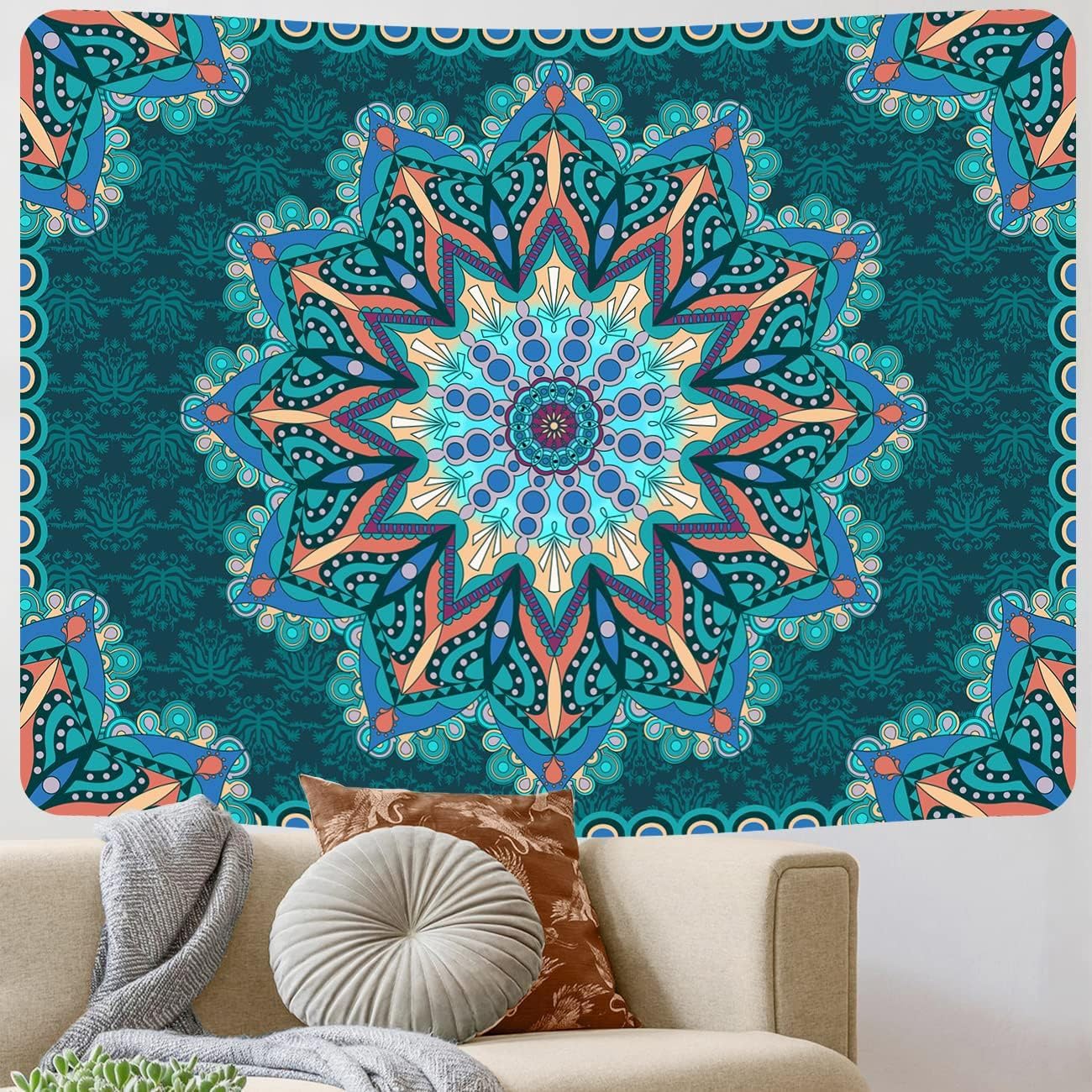 Tapestry Wall Hanging 130X150Cm Green Blue Tapestry Bedroom Aesthetic,Room Decorations,Home Bedroom,Living Room,Wall Hanging,Bedspread,Tapestry Wall Hanging,Tapestry Decoration