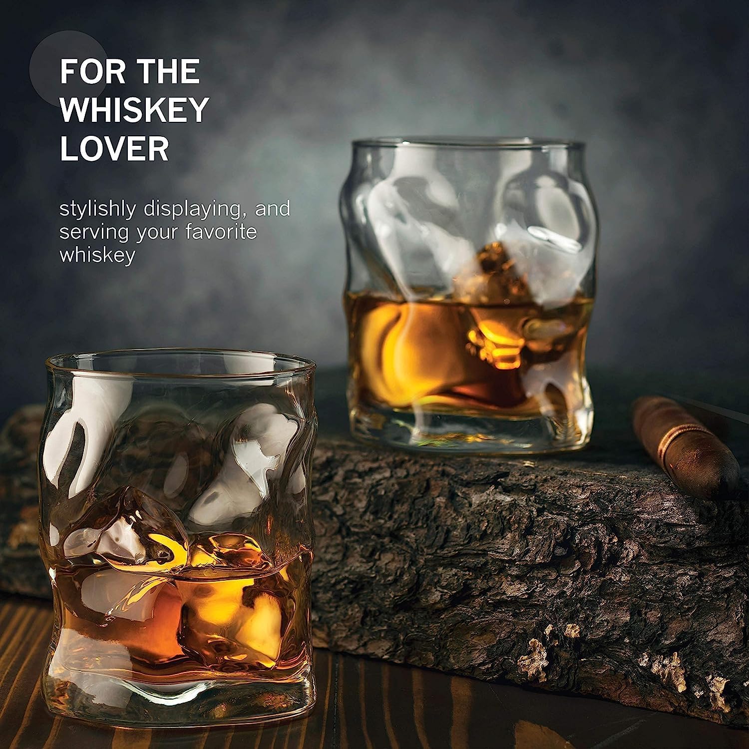 Bormioli Rocco 10.25 Oz Sorgente Rocks Whiskey Glass (Set of 4) - Boulder-Style Barware for Bourbon, Scotch, Water, Juice - Dishwasher Safe & Lead-Free Cocktail Glasses - Made in Italy