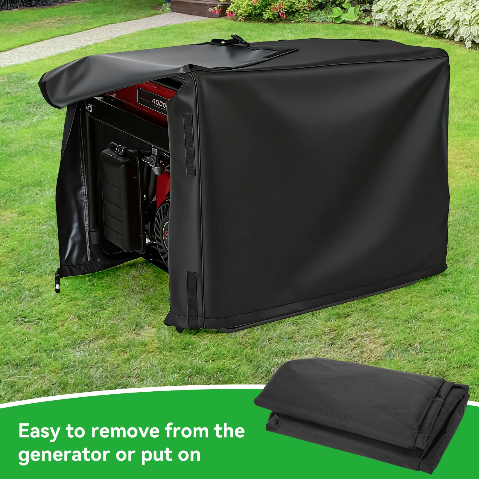 Copertura del generatore, copertura della tenda del generatore addensato durante la corsa Copertura del generatore portatile universale compatibile per esterni 35 x 26 x 28 pollici(Nero)