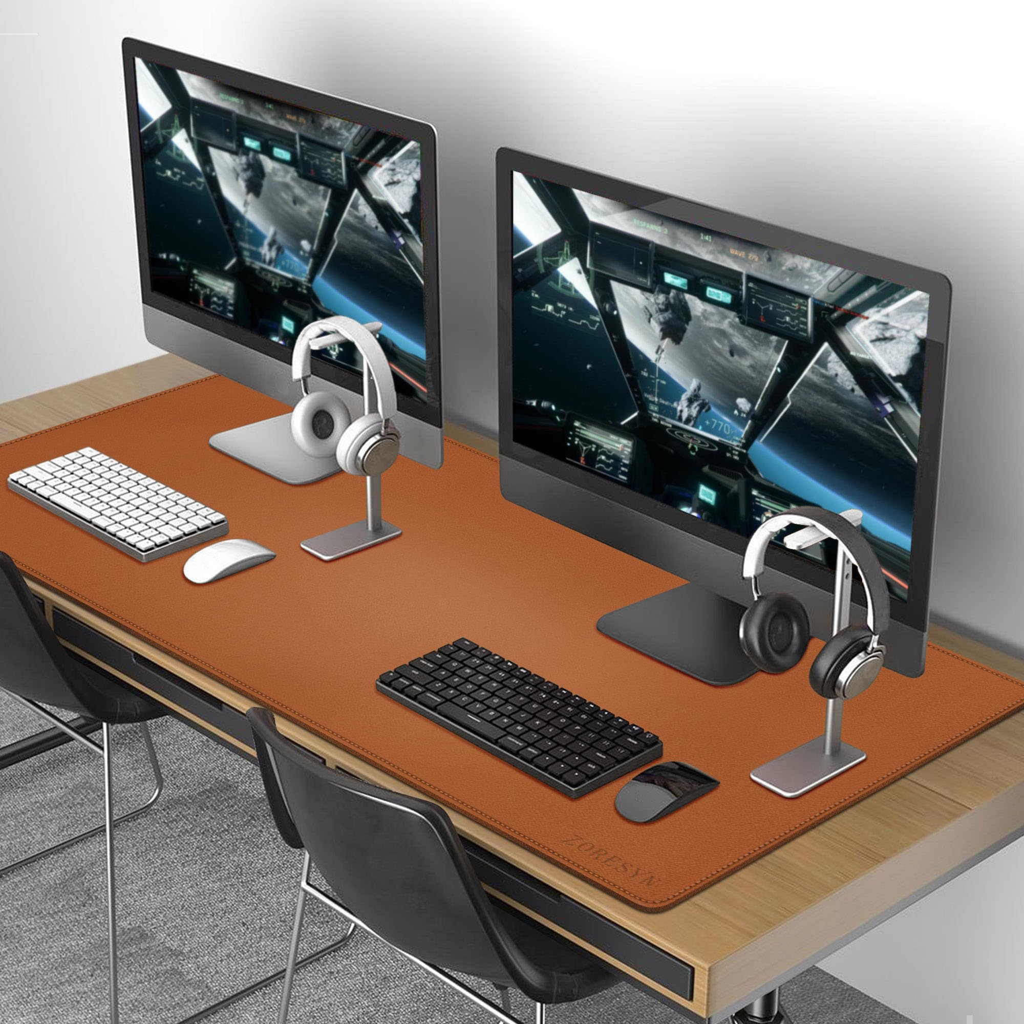 Mouse Mat Large Gaming Mouse Pad 39.4x19.7x0.12 Inch Washable Laptop Desk Pad XXL Extended Keyboard Pad With Non-Slip Rubber Base Big Mousepad For PC, Office, Work (Jungle Yellow Mist