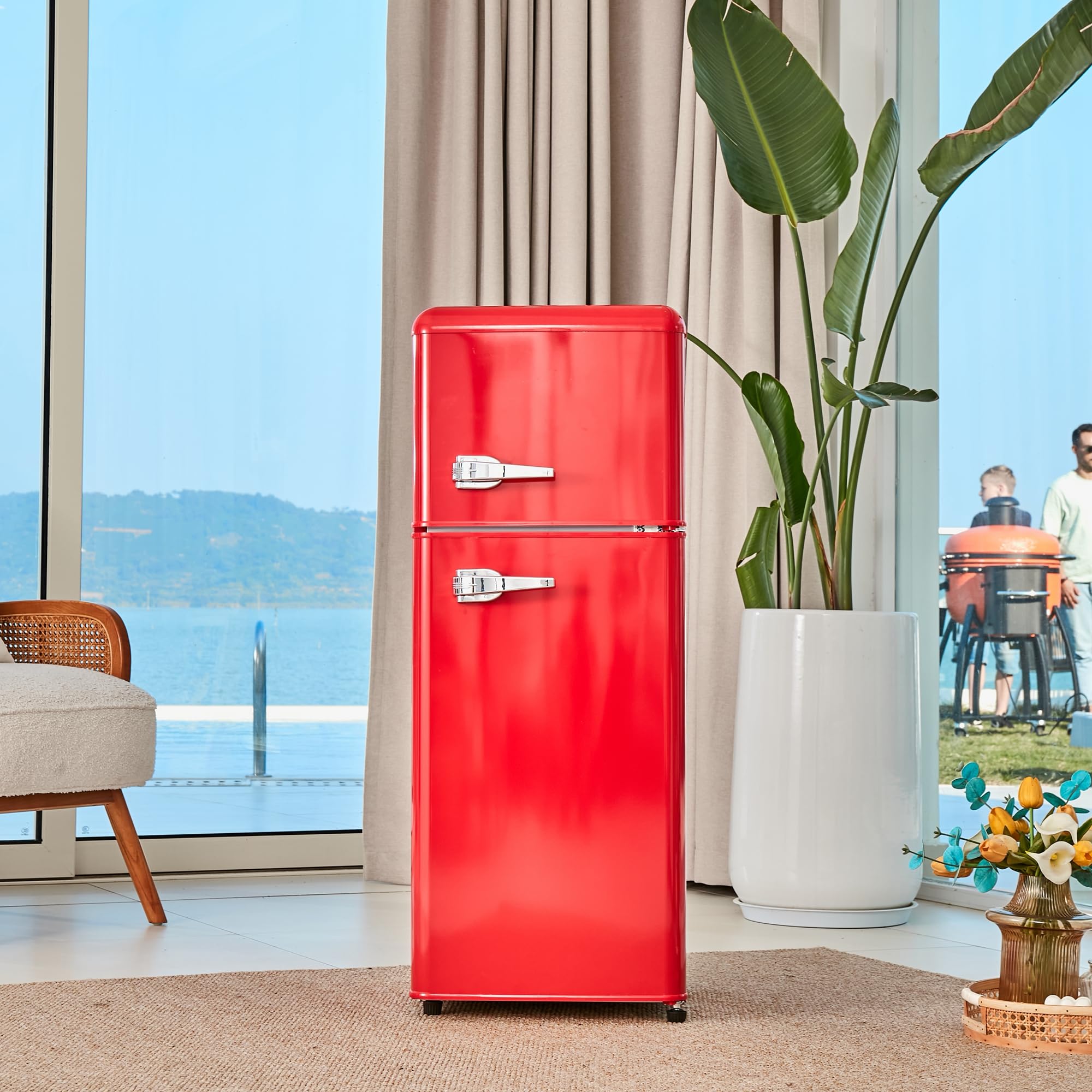 AXUTL Retro Refrigerator with Freezer Mini Fridge Bedroom Dorm Red 4.0 Cu.ft Compact Small for RV Apartment 2-Door Design on Fridge.com