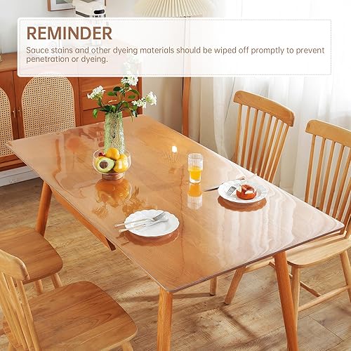 Miniatura 4 de Warmstar Protector de mesa transparente de 36 x 60 pulgadas, funda rectangular de plástico de 0.079 pulgadas de grosor, protector de mesa