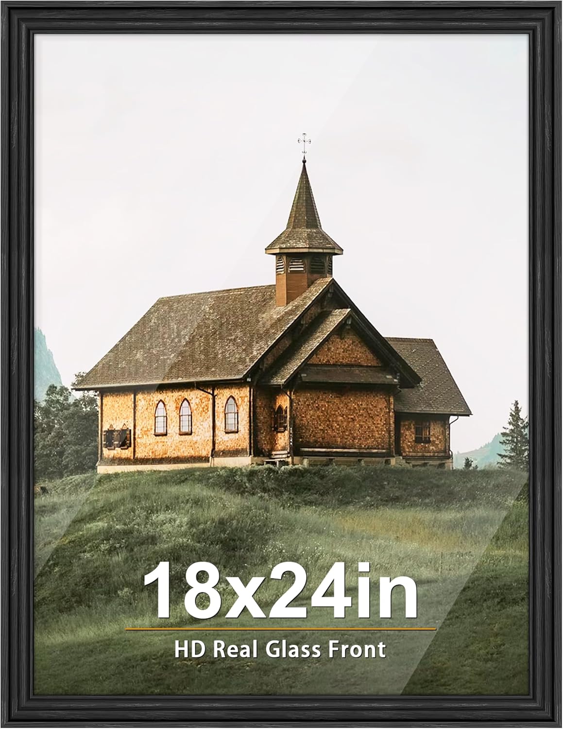 PEALSN 16x20 Picture Frame with Real Glass Front and Black Backboard, Display Pictures 11x14 with Mat or 16 x 20 without Mat, Wall Gallery Photo Frames for Wall Mounting