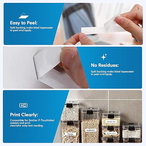 Miniatura 3 de JOJOME TZE-231 - Cinta de etiquetas de repuesto compatible con Brother TZe-231 TZ-231 laminada P Touch, negro sobre blanco, para PT-D200 PT-D210